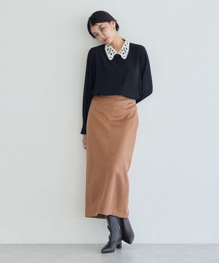YECCA VECCA「レザーライクナロースカート」|タイト|