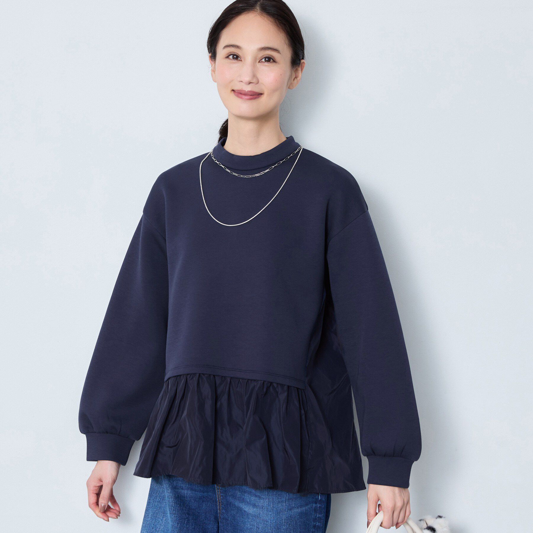 Reflect「【手洗い可】異素材切り替えデザインプルオーバー」|Tシャツ・カットソー|