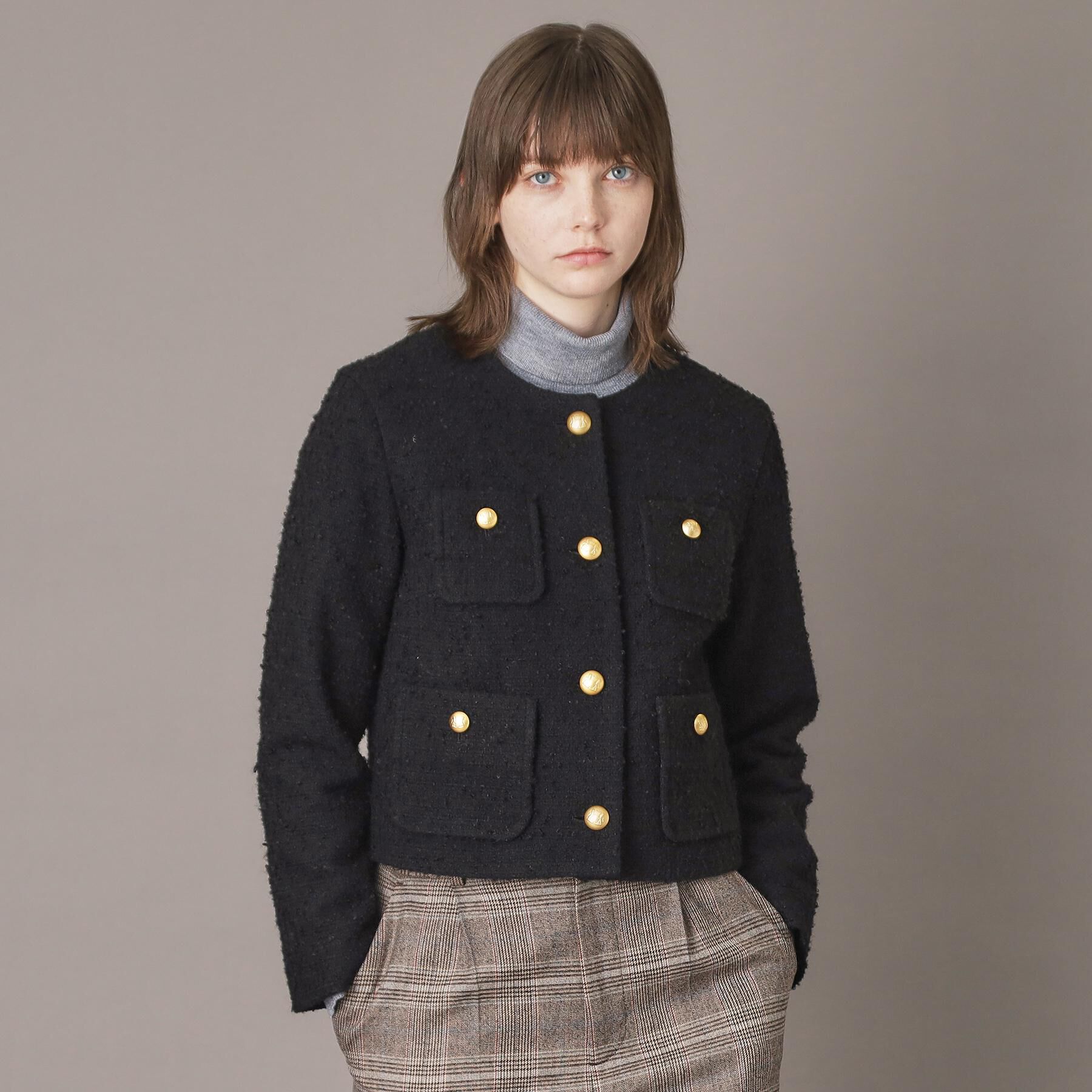 DRESSTERIOR「◆【セットアップ可】ツイード ノーカラージャケット」|ノーカラージャケット|