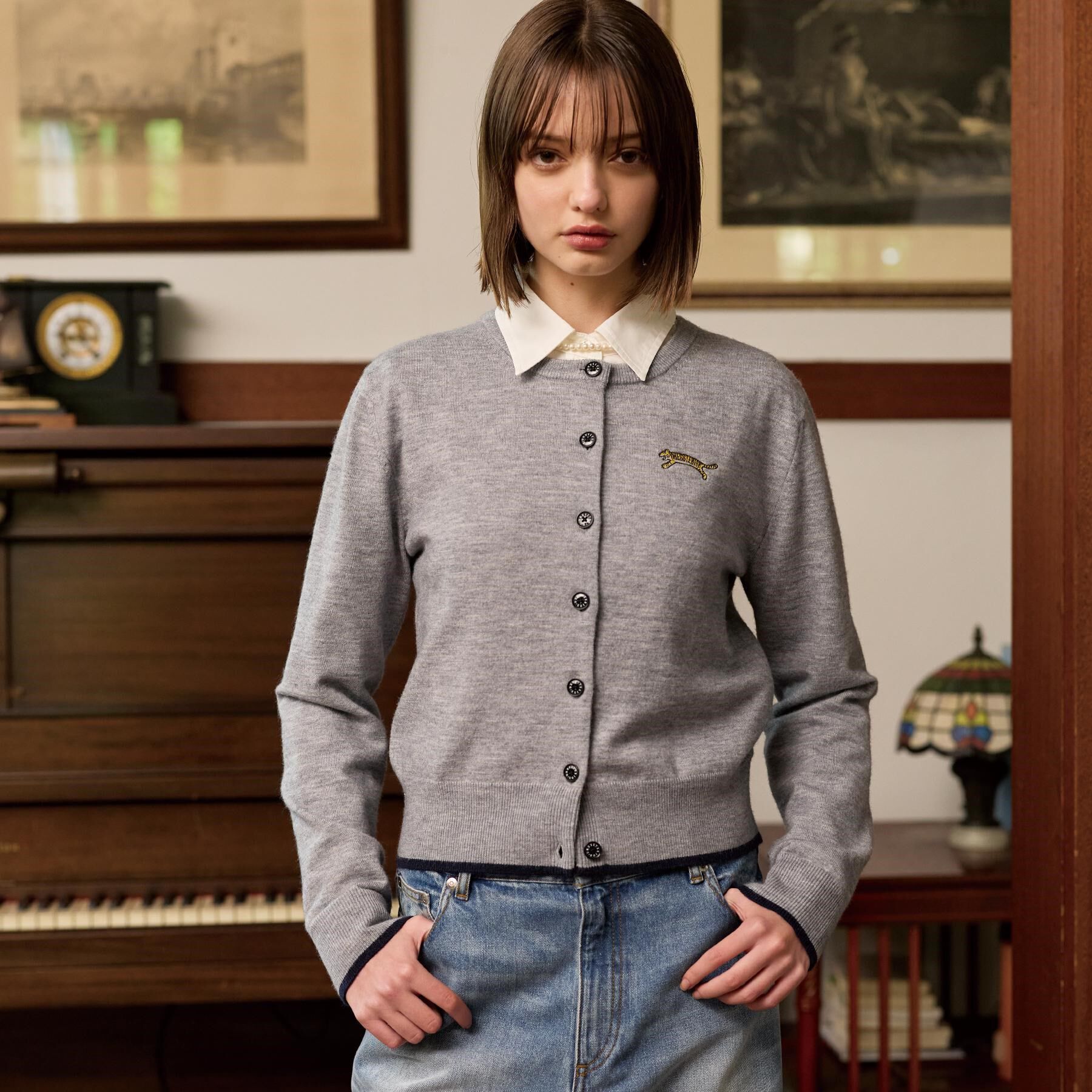 DRESSTERIOR「◆【CLASSY．12月号掲載】タイガーエンブロイダリークルーネックカーディガン」|カーディガン|グレー(812)