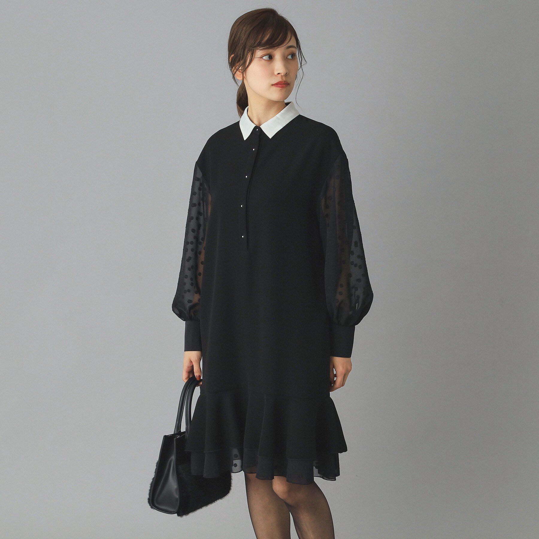 DRESSTERIOR「◆【ウォッシャブル】ダブルクロスボリュームスリーブミニワンピース」|ワンピース|