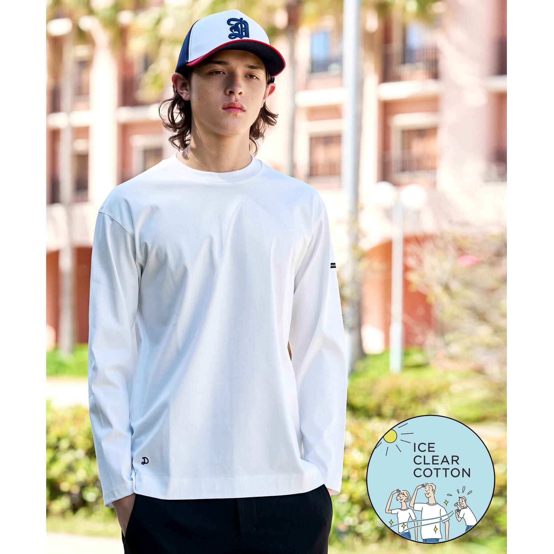 DRESSTERIOR「【接触冷感／抗菌防臭／消臭】ICE CLEAR COTTON クルーネックロンT」|Tシャツ・カットソー|ホワイト(001)