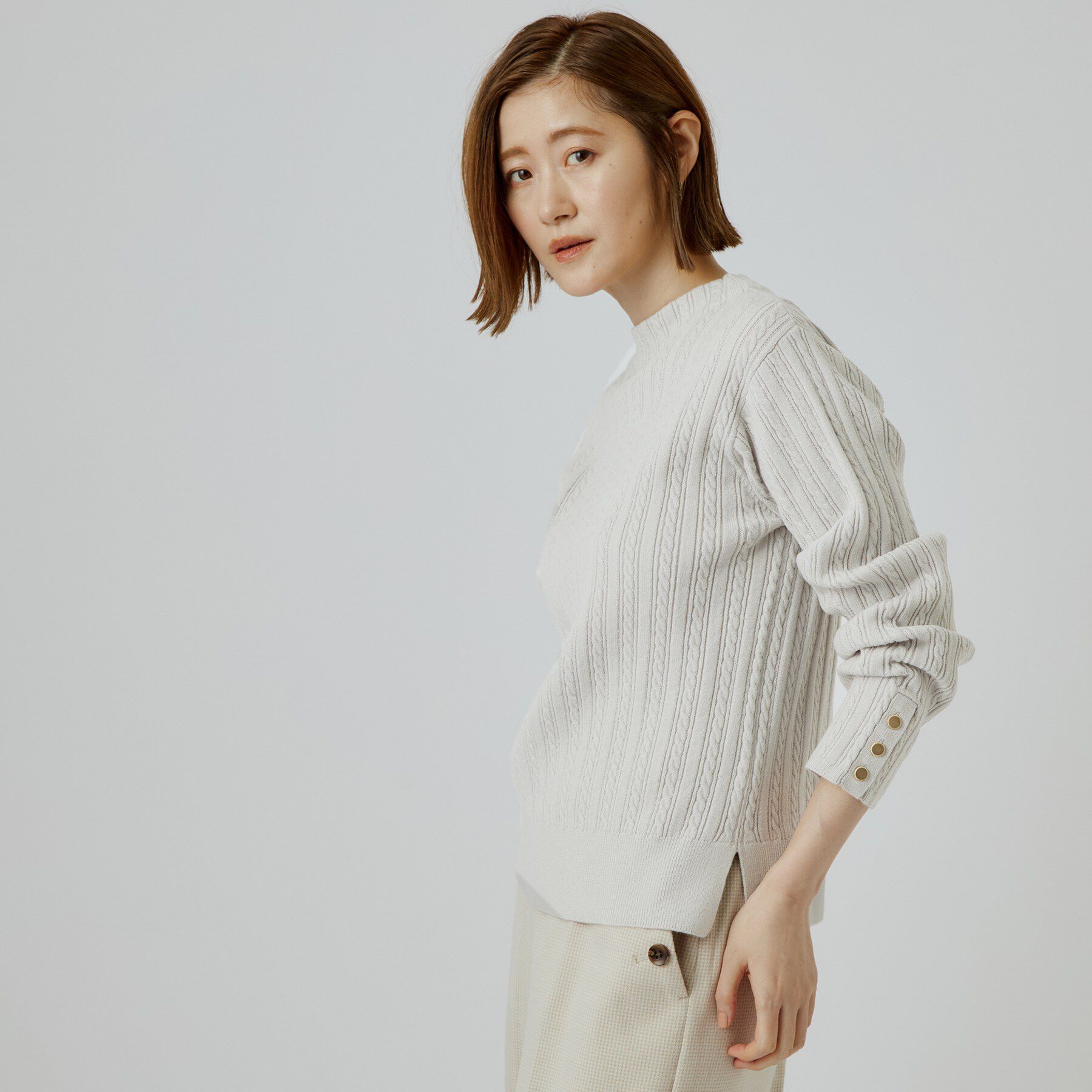 grove「【毛玉軽減】ミニケーブルニット」|ニット・セーター|