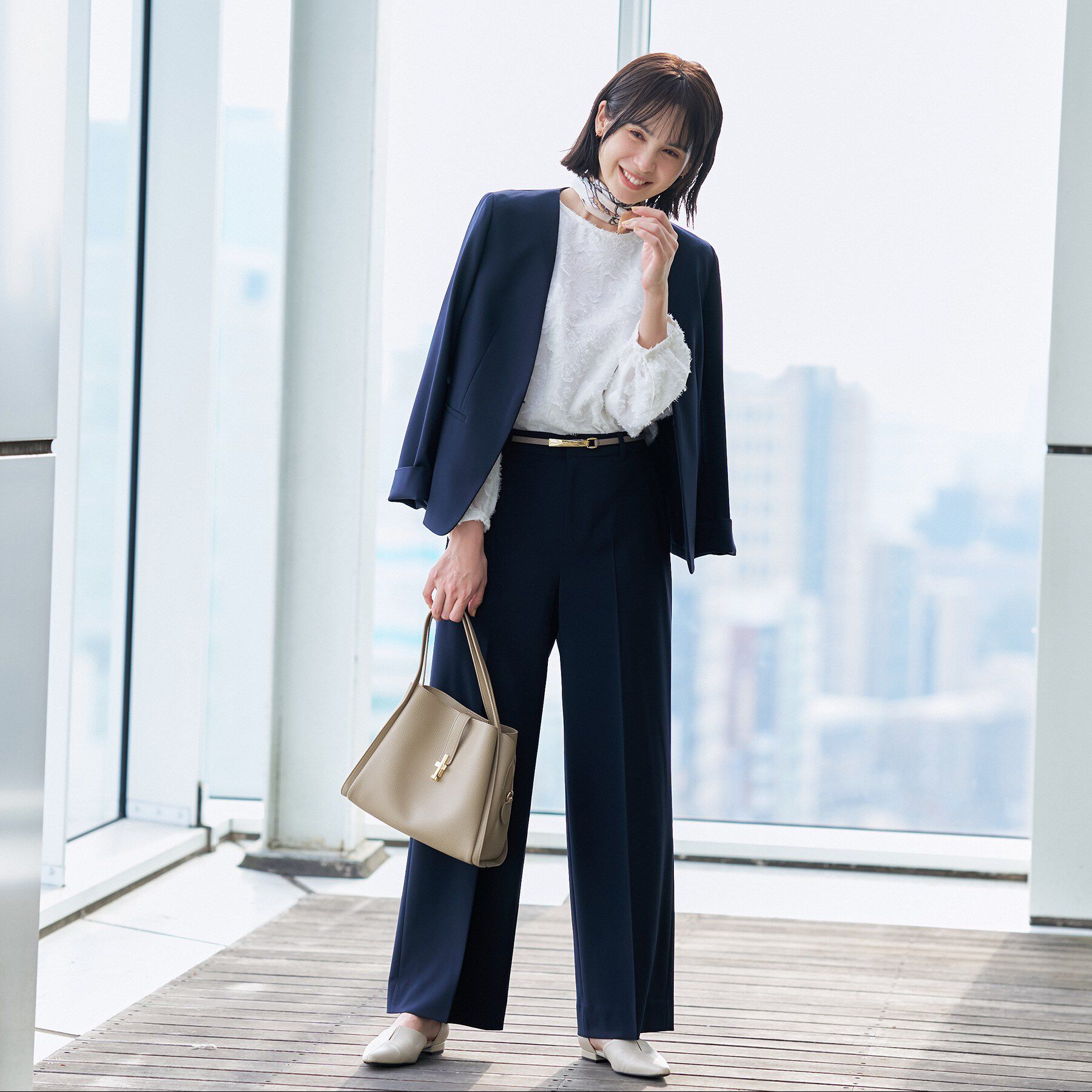 INDIVI「【通勤スーツ／洗える】ストレッチワイドパンツ」|スーツ|