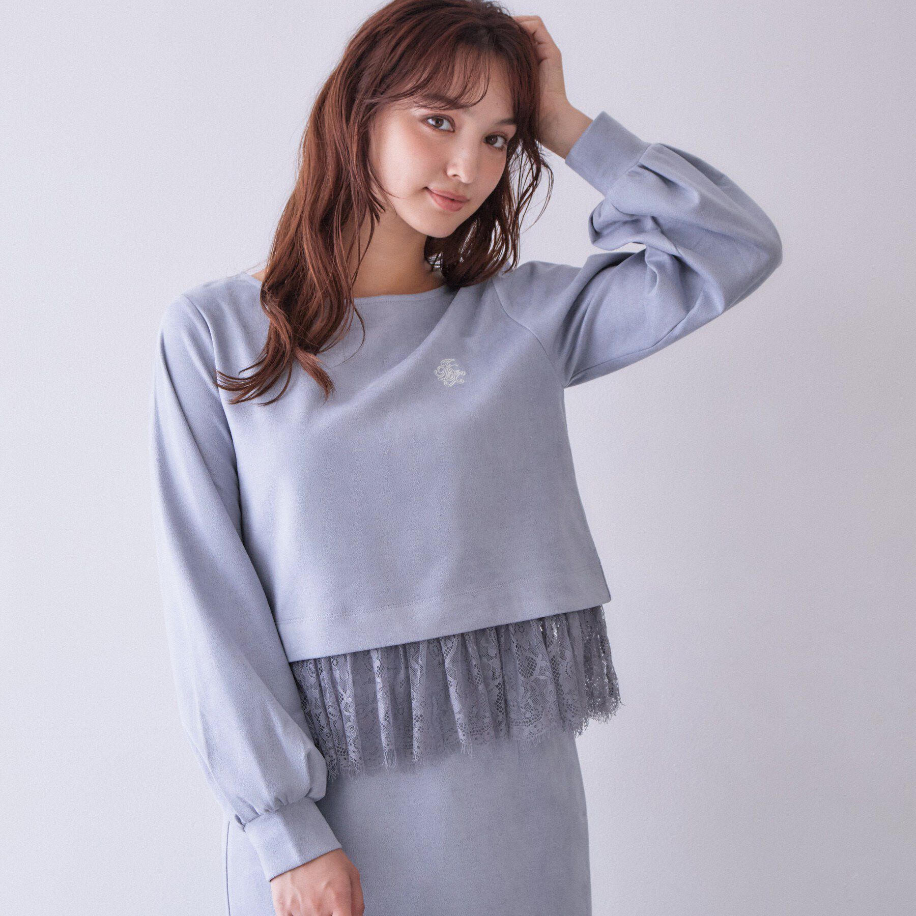 index「スウェード裾レーストップス【洗濯機OK】」|Tシャツ・カットソー|