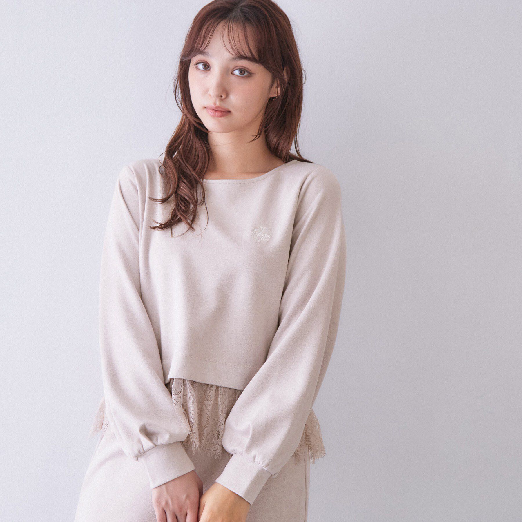 index「スウェード裾レーストップス【洗濯機OK】」|Tシャツ・カットソー|