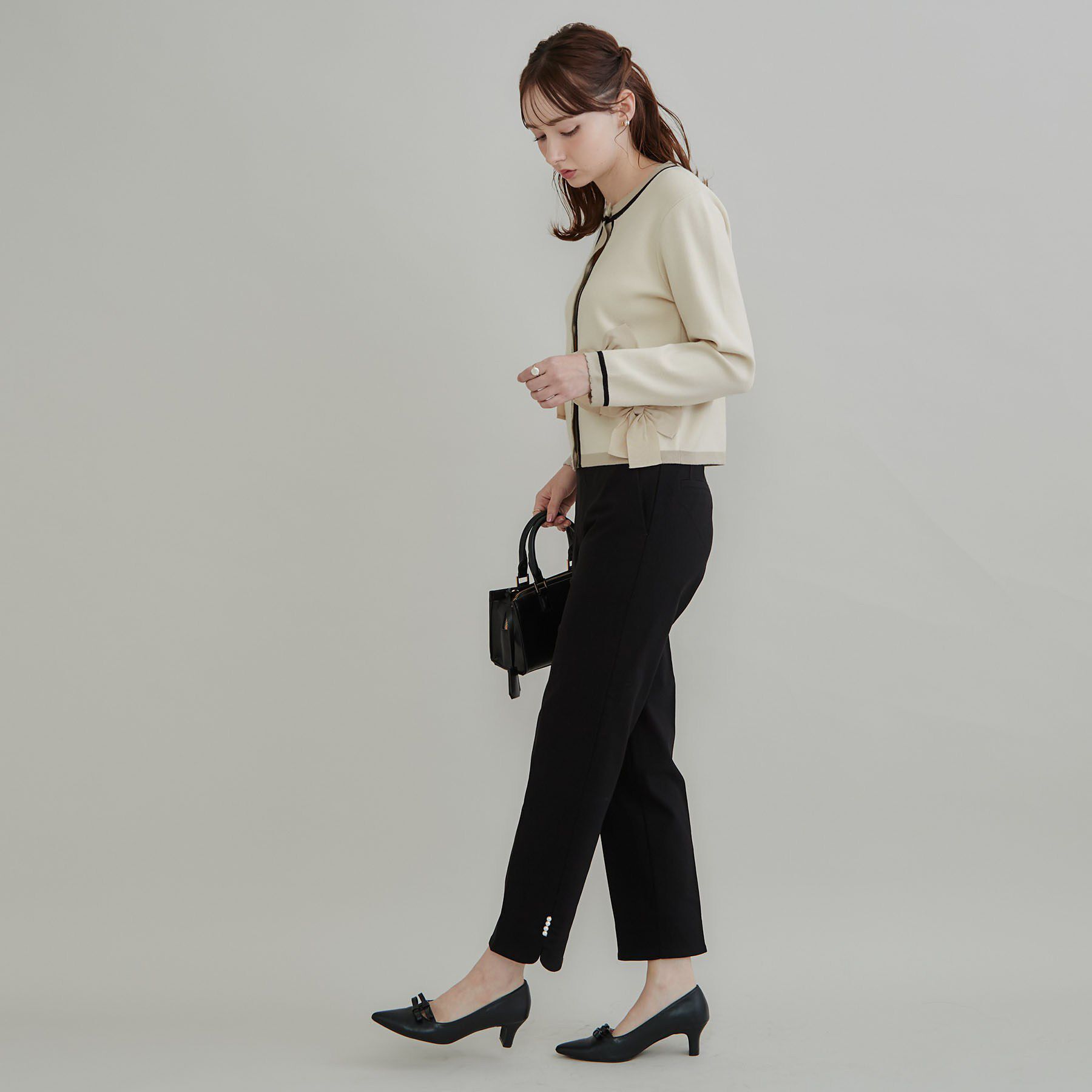 Couture broach「【リボンが主役】配色 総針スカラカーディガン」|カーディガン|