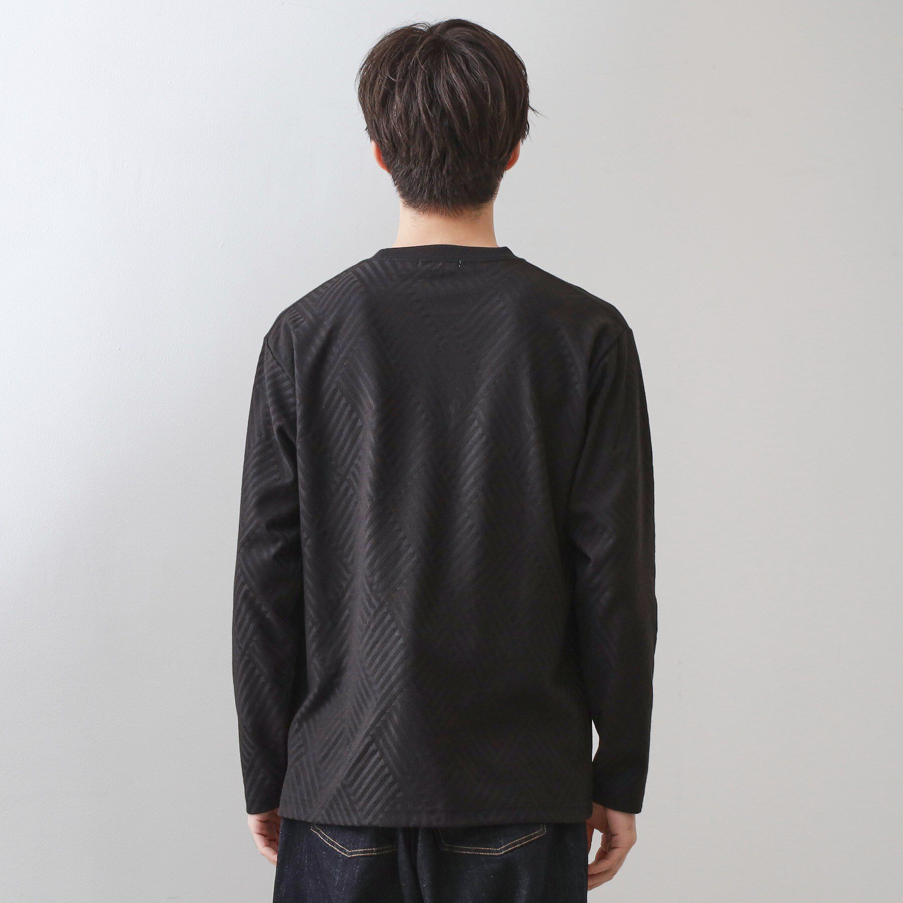 THE SHOP TK「リンクスジャカード長袖Tシャツ【サスティナブル素材使用/洗濯機OK】」|Tシャツ・カットソー|