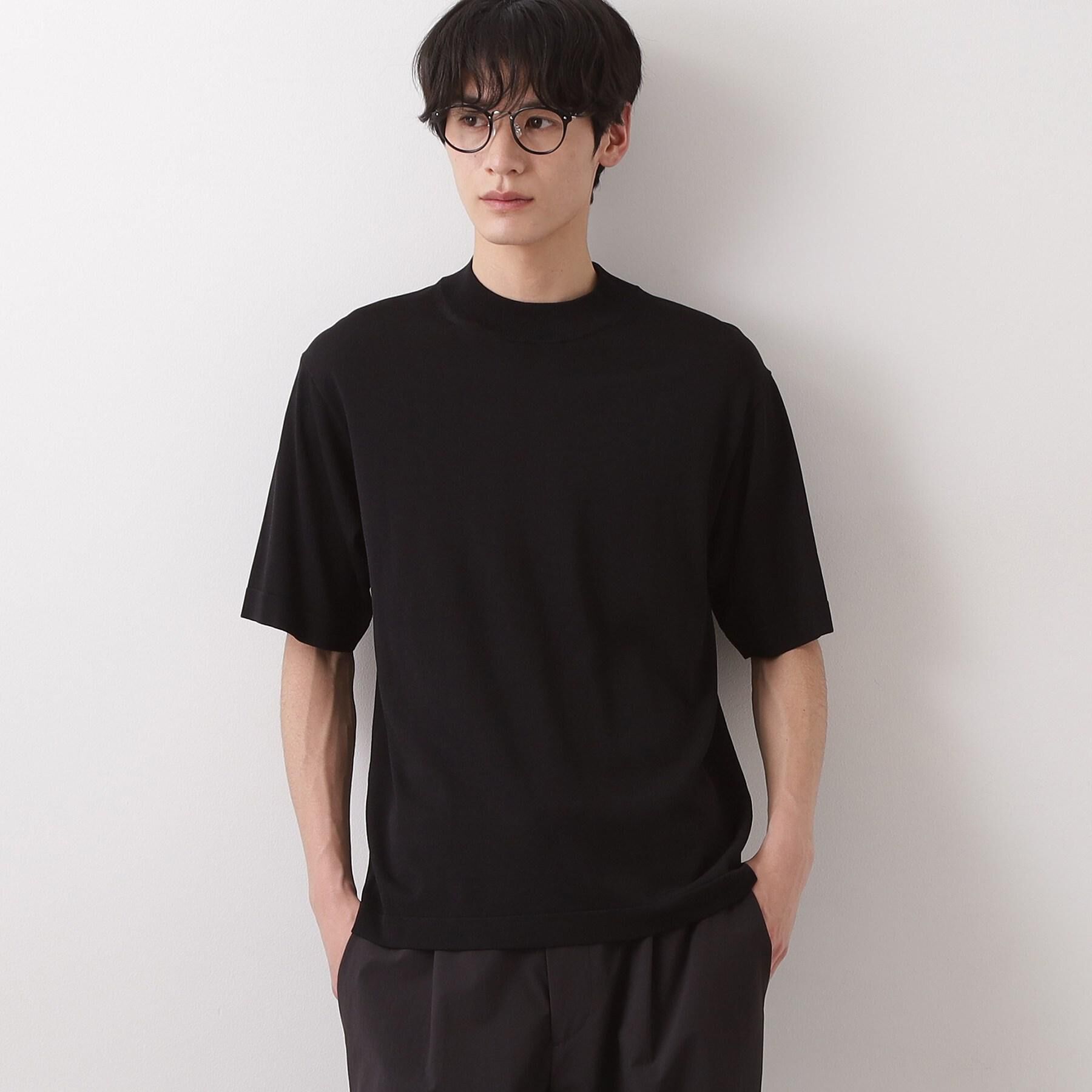 THE SHOP TK「《KURO》半袖モックネックニット 接触冷感」|ニット・セーター|