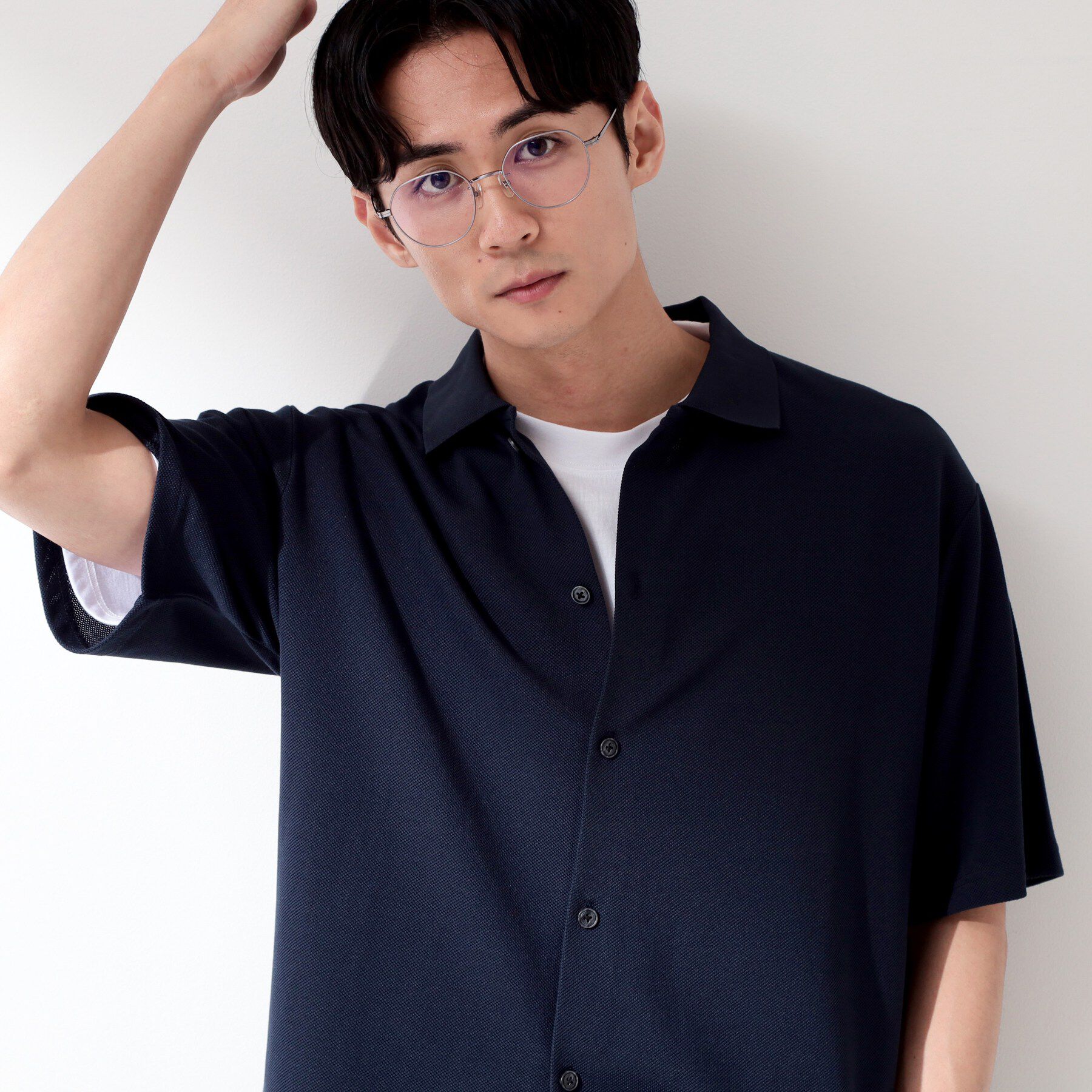 THE SHOP TK「【半袖シャツ＋インナー セットアイテム】カノコ半袖シャツ＆半袖Tシャツ」|カーディガン|ネイビー(094)