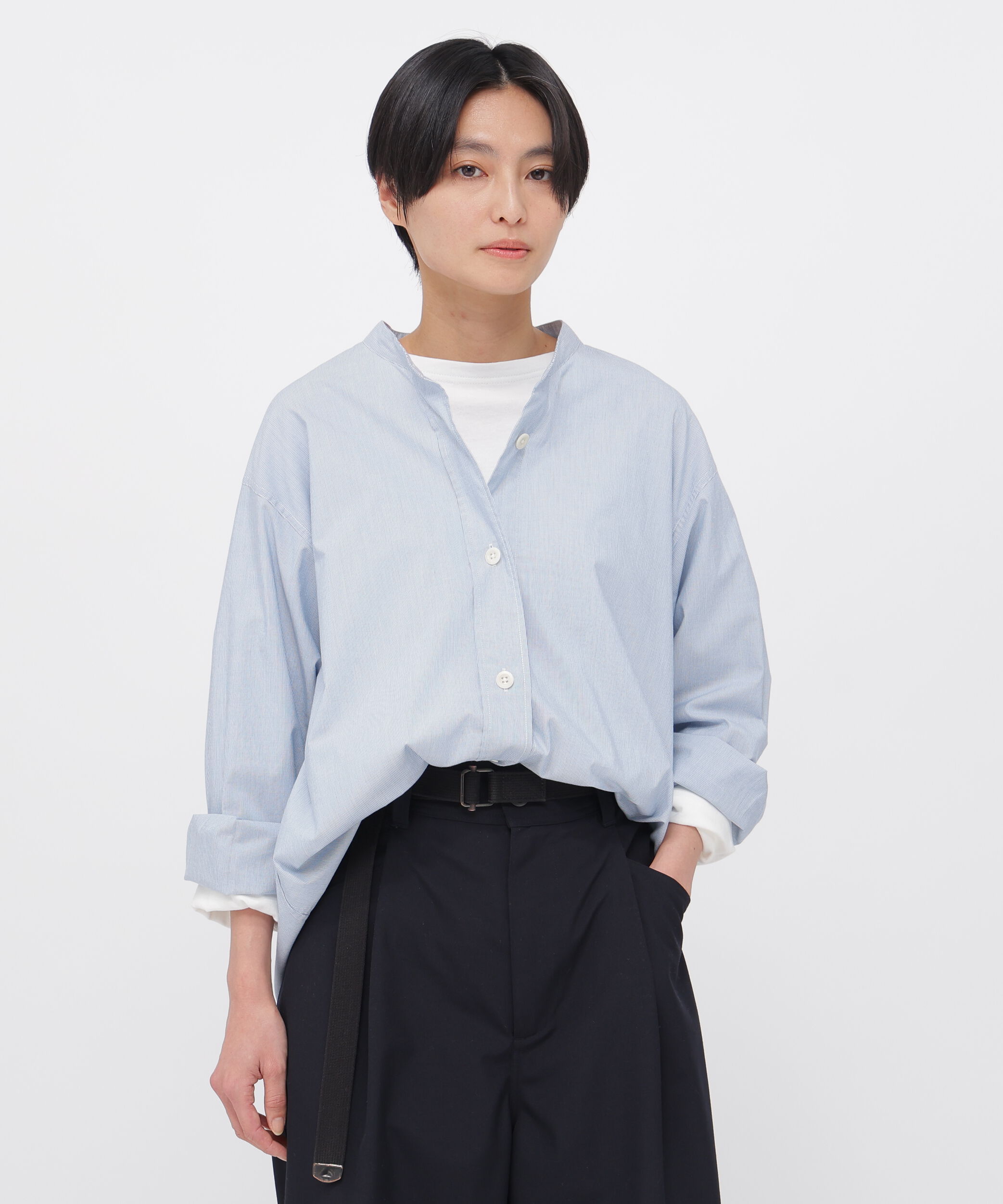 MHL.「WORN COTTON HAIRLINE STRIPE SHIRT」|シャツ・ブラウス|LIGHT BLUE2