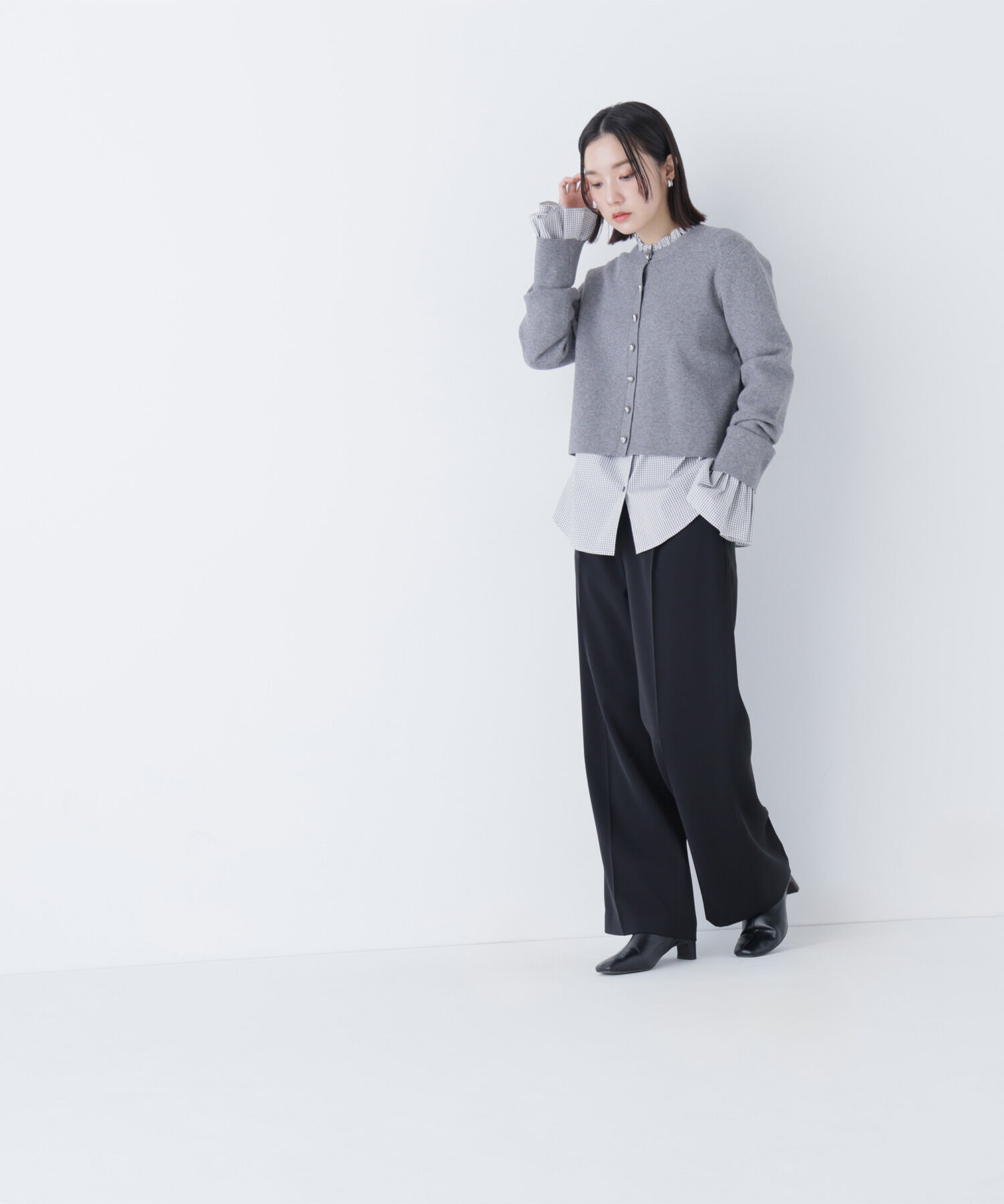  「メタルディティールタックワイドパンツ」|その他|