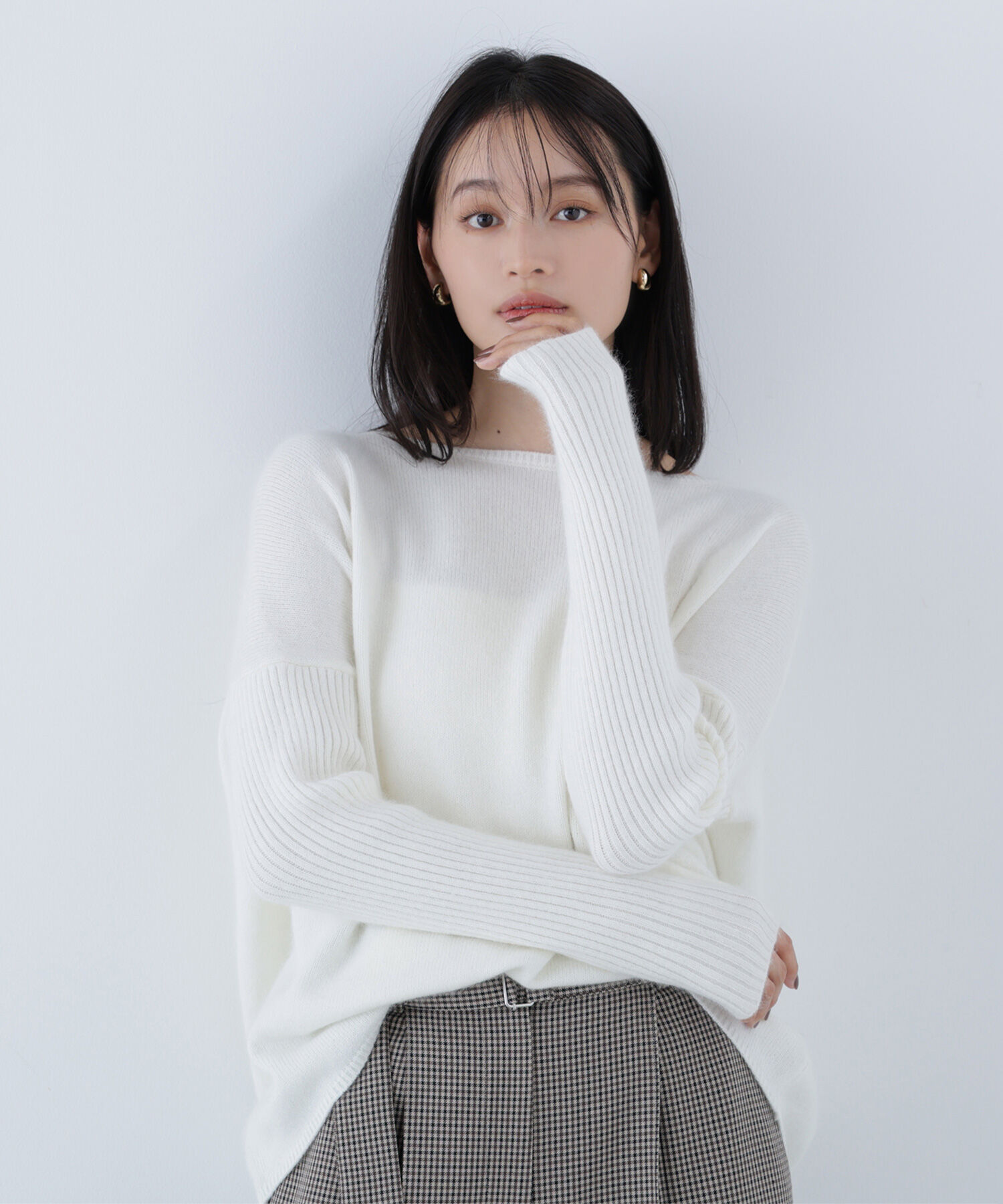  「ウールブレンドヘアリーニット＊」|ニット・セーター|オフホワイト1