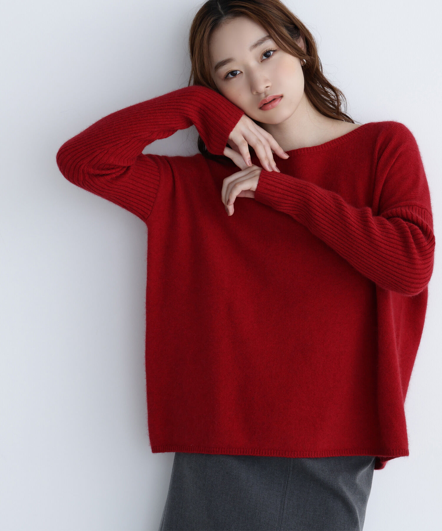  「ウールブレンドヘアリーニット＊」|ニット・セーター|レッド