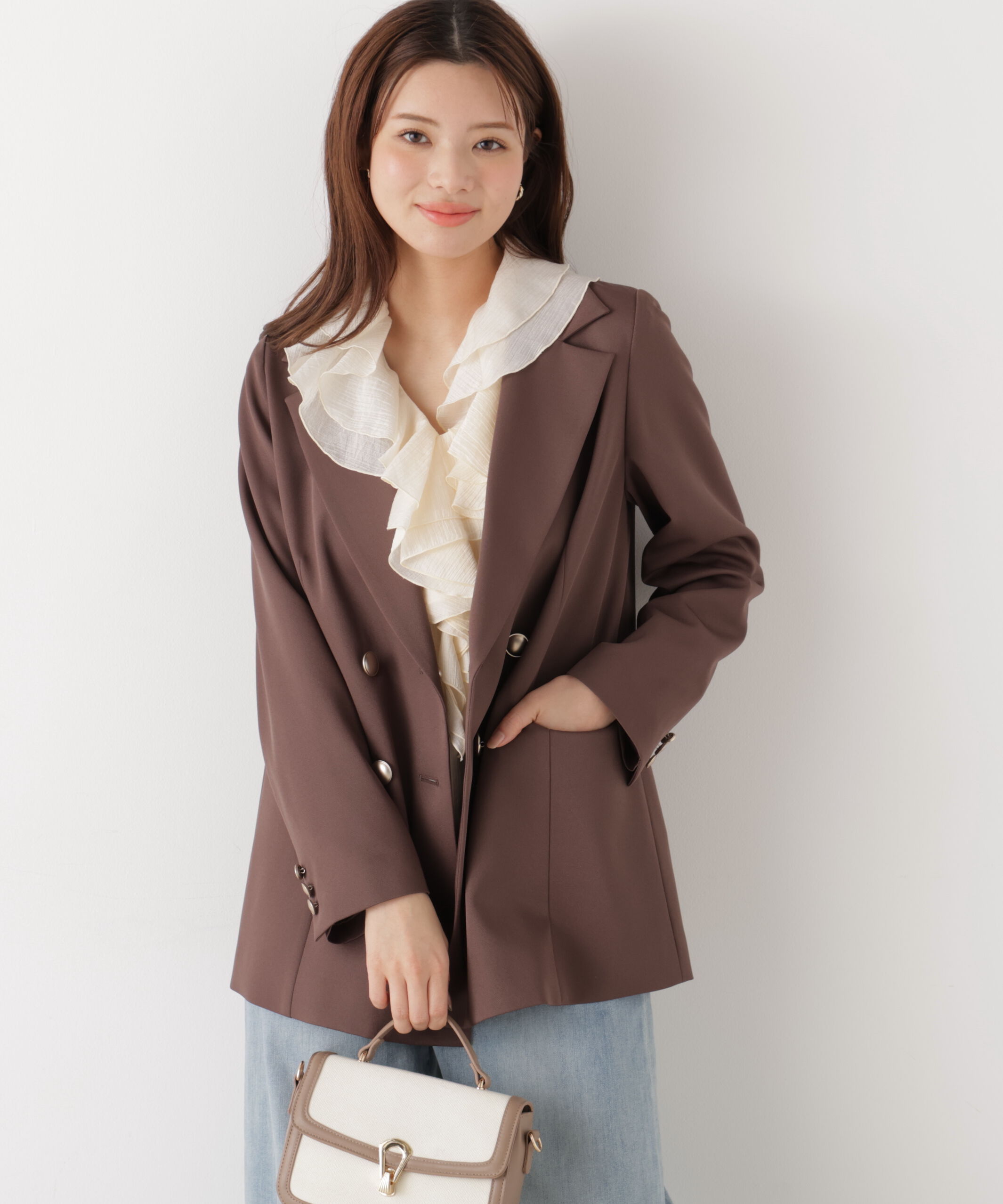 PROPORTION BODY DRESSING「シアー楊柳ラッフルブラウス　26SS」|シャツ・ブラウス|