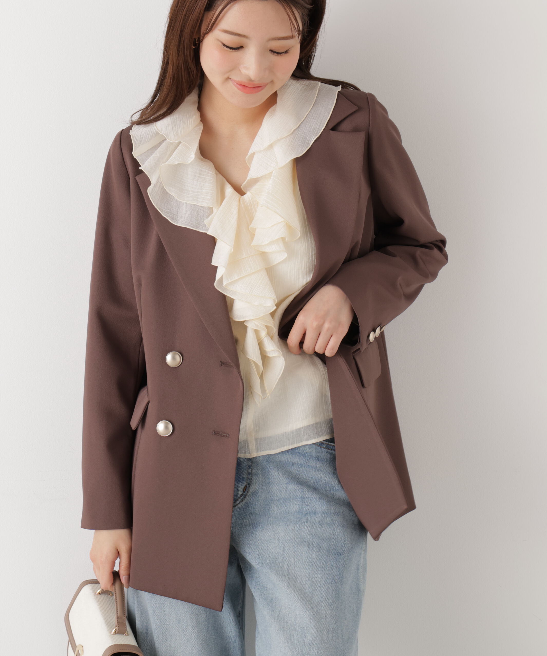 PROPORTION BODY DRESSING「シアー楊柳ラッフルブラウス　26SS」|シャツ・ブラウス|