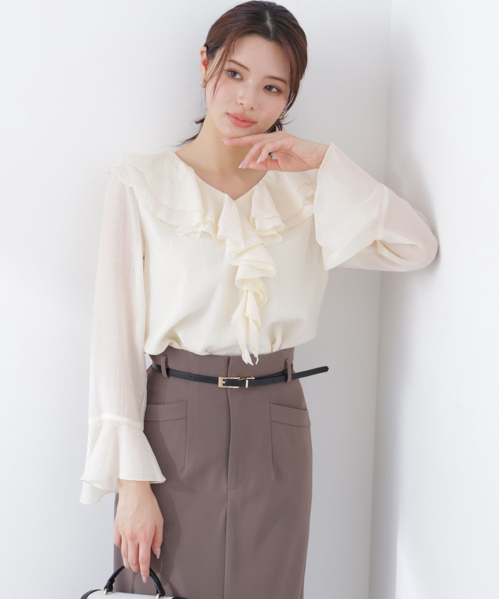 PROPORTION BODY DRESSING「シアー楊柳ラッフルブラウス　26SS」|シャツ・ブラウス|