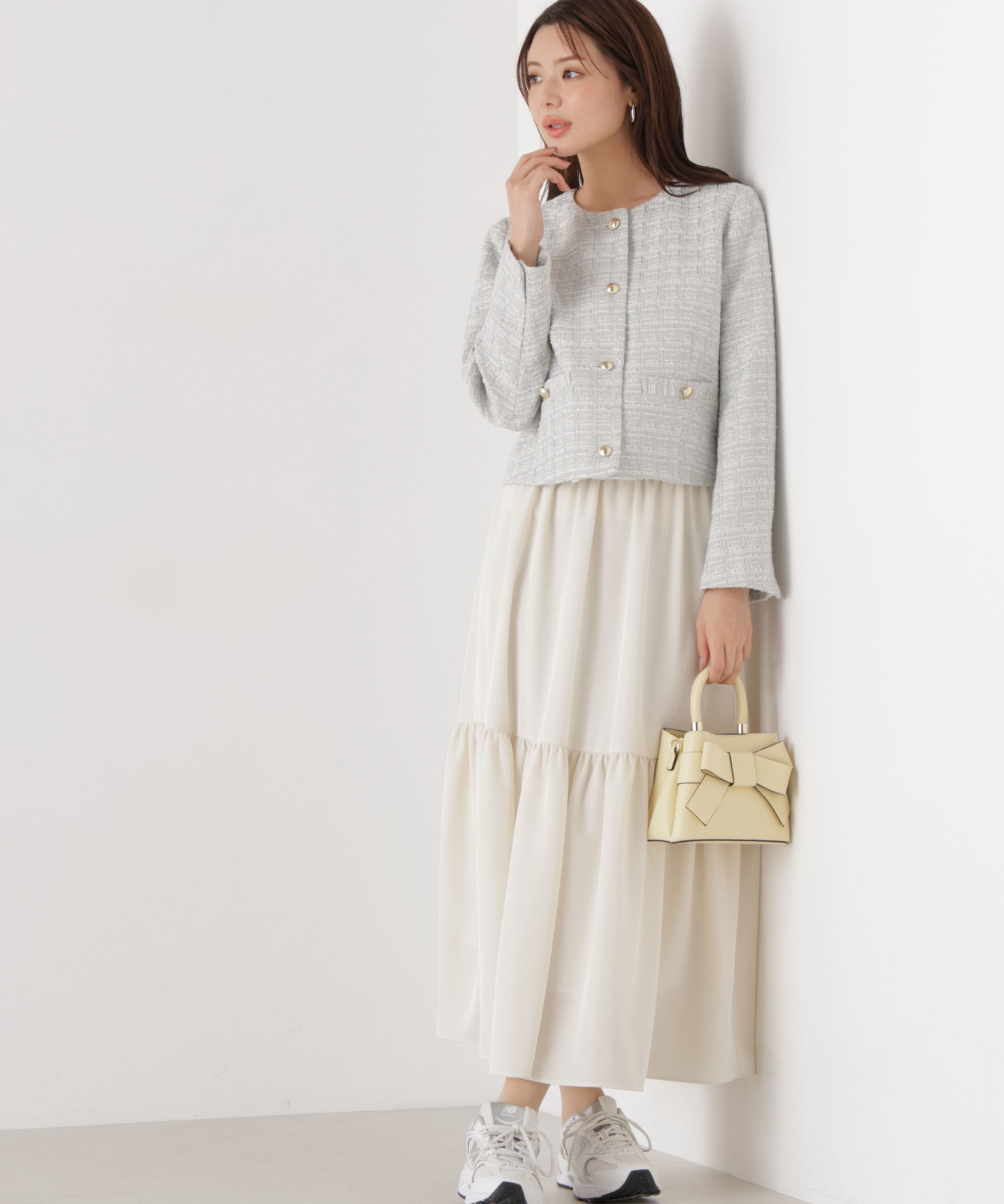 PROPORTION BODY DRESSING「ニュアンスサテンティアードスカート　26SS」|スカート|