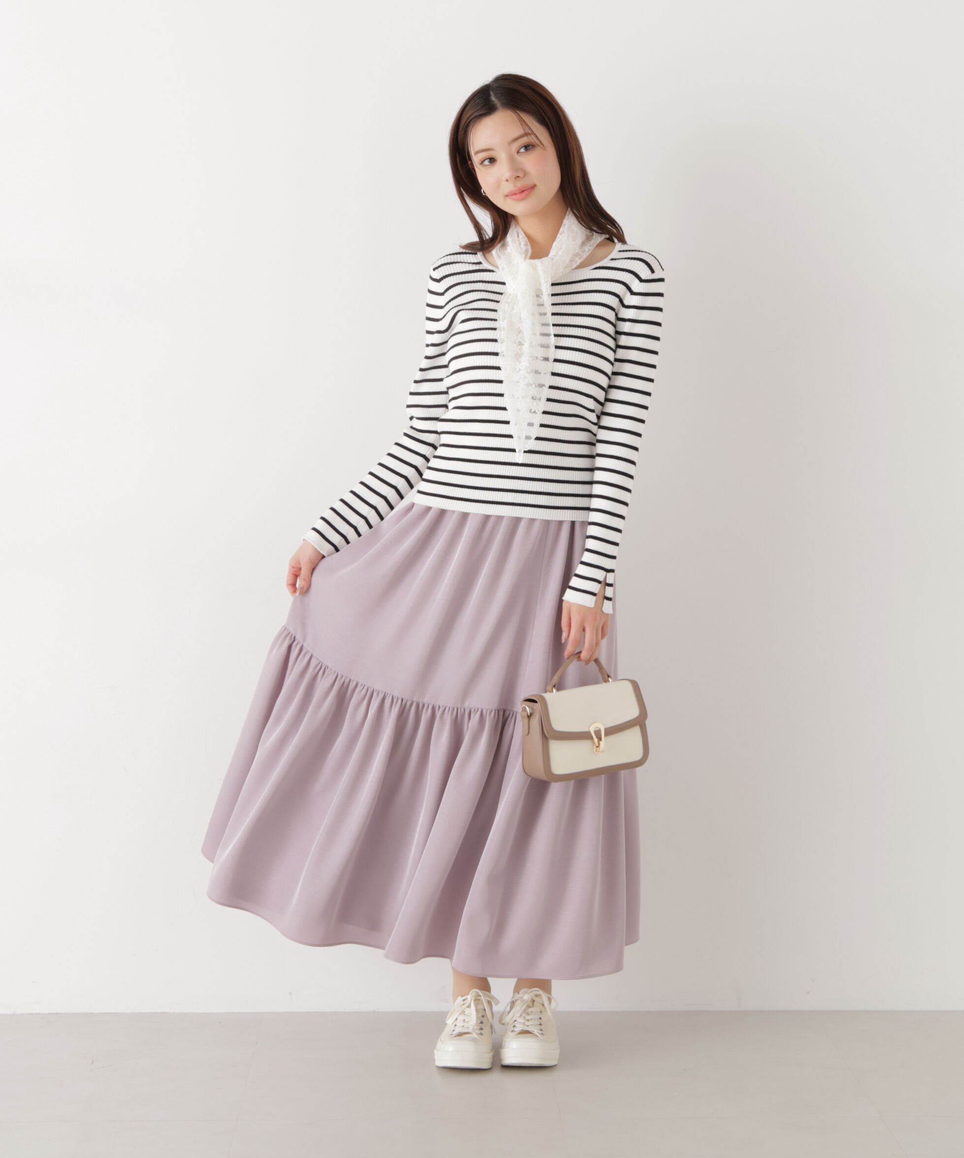 PROPORTION BODY DRESSING「ニュアンスサテンティアードスカート　26SS」|スカート|