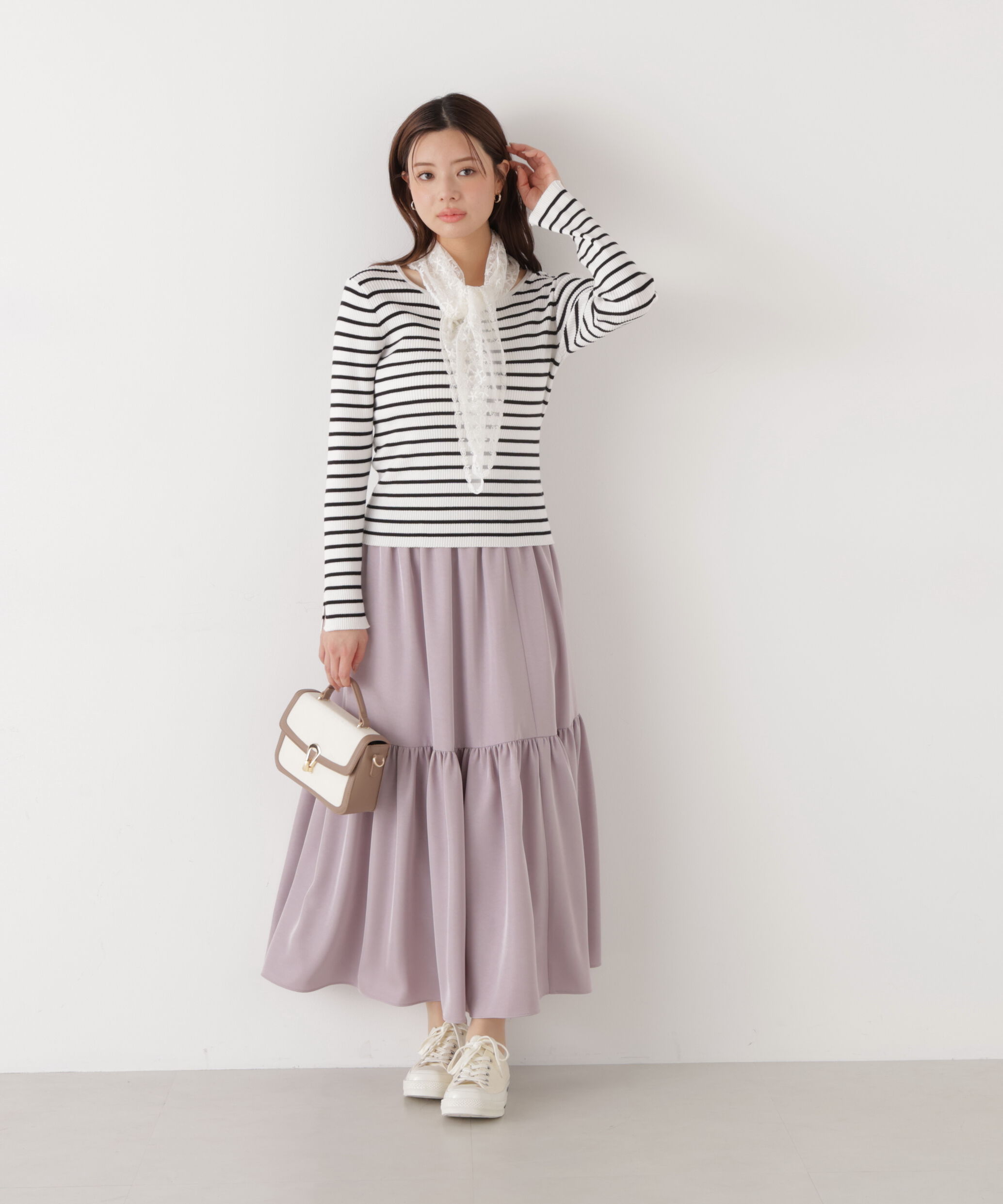 PROPORTION BODY DRESSING「ニュアンスサテンティアードスカート　26SS」|スカート|