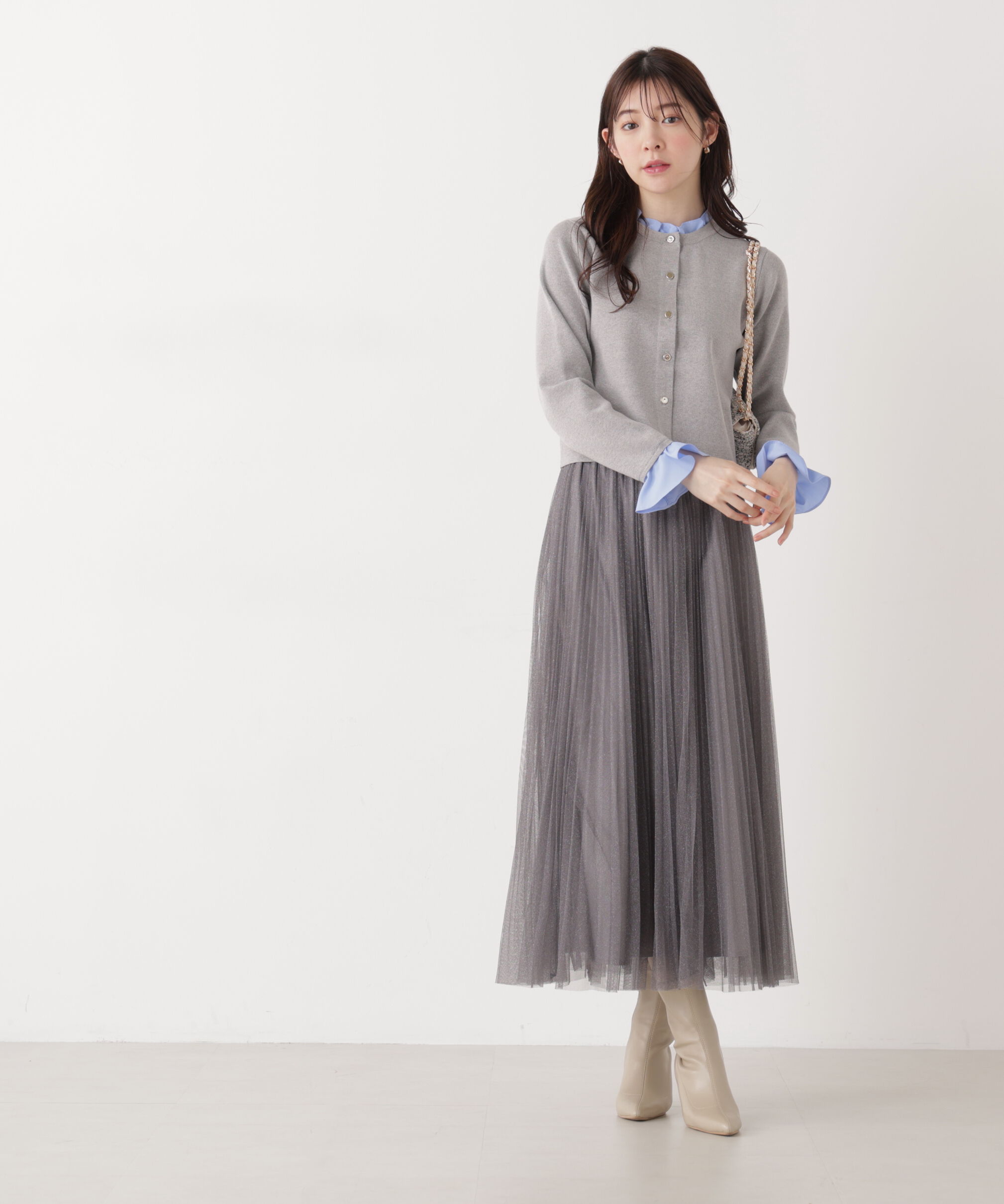 PROPORTION BODY DRESSING「フリルショートカーディガン　26SS」|カーディガン|