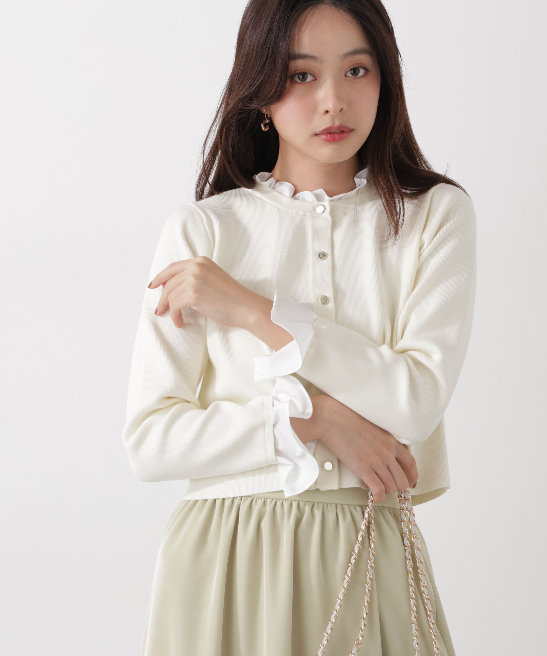 PROPORTION BODY DRESSING「フリルショートカーディガン　26SS」|カーディガン|