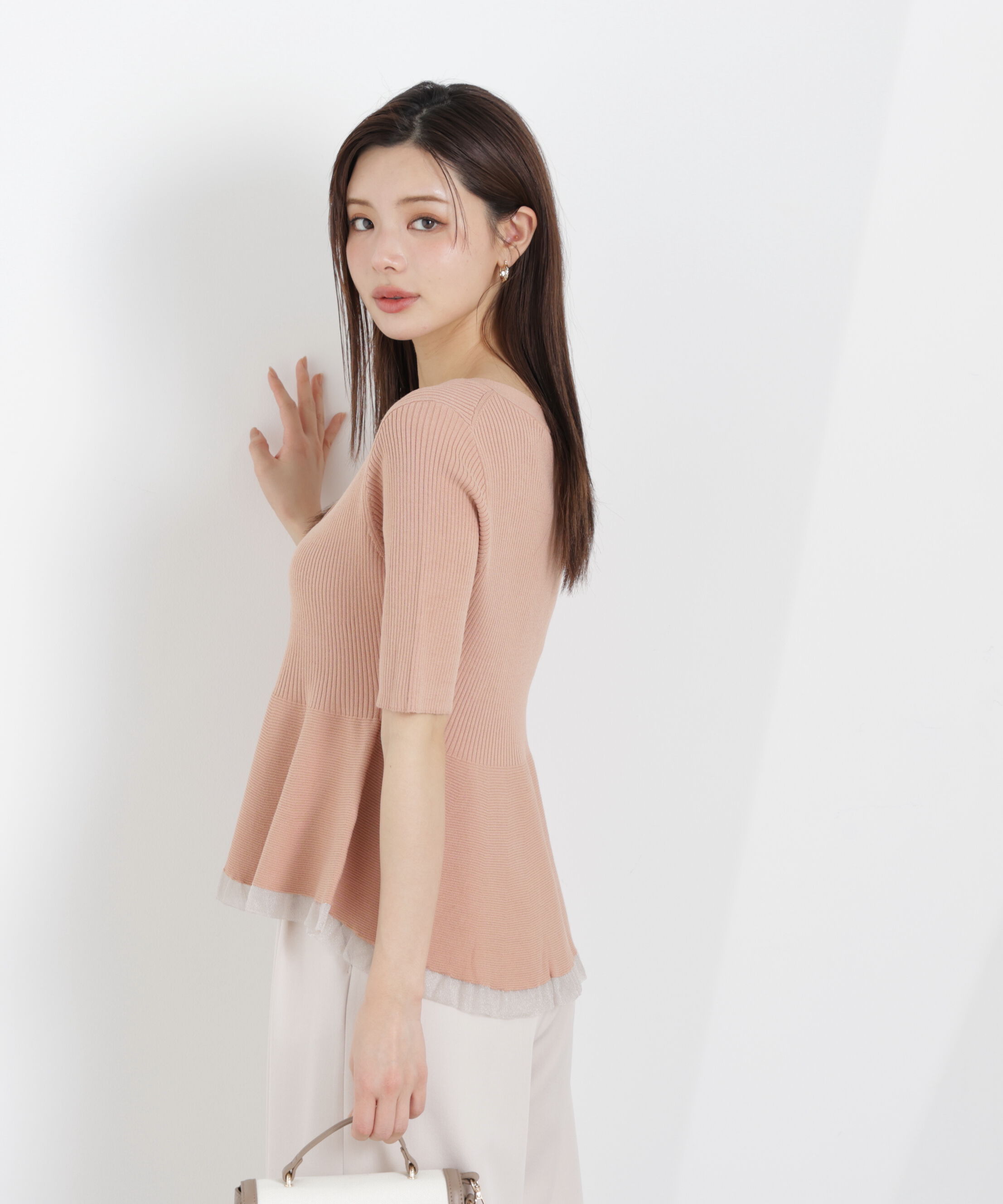 PROPORTION BODY DRESSING「部分シアーペプラムニット　26SS」|ニット・セーター|