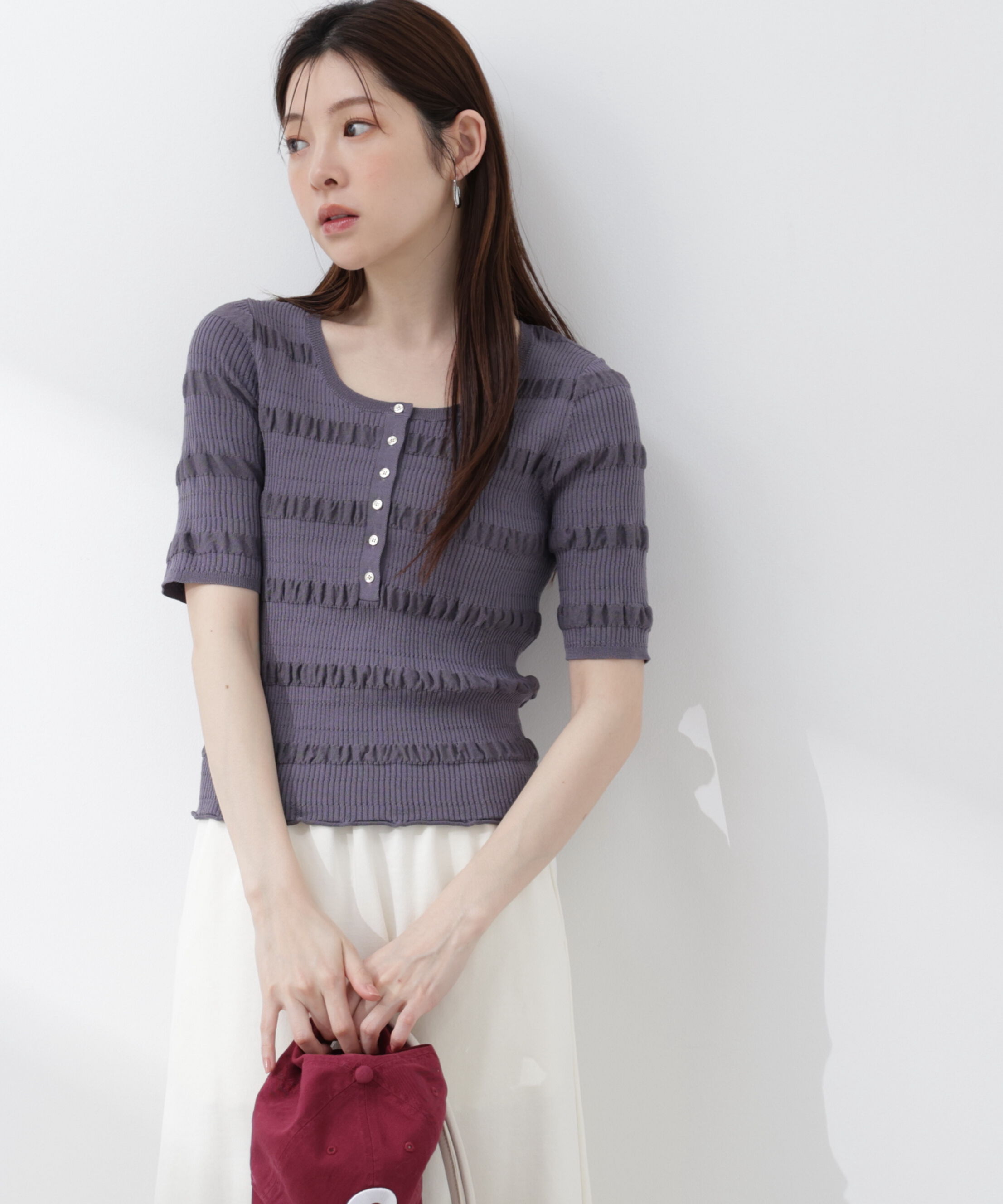 PROPORTION BODY DRESSING「〈a/mie〉変形リブニット 26SS」|カーディガン|