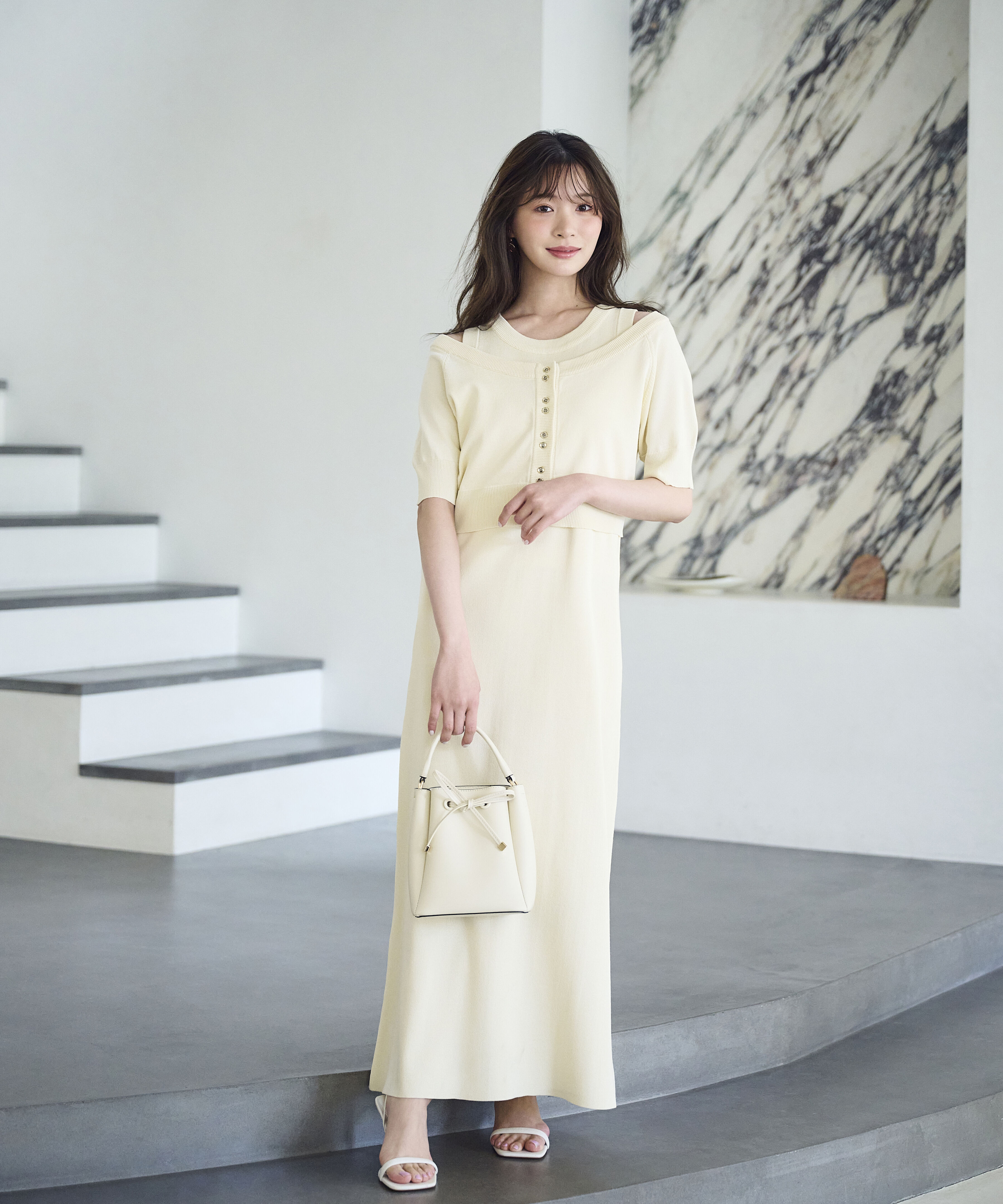 PROPORTION BODY DRESSING「＜中川紅葉さん着用＞ショートカーデレイヤードワンピース」|ワンピース|アイボリー2