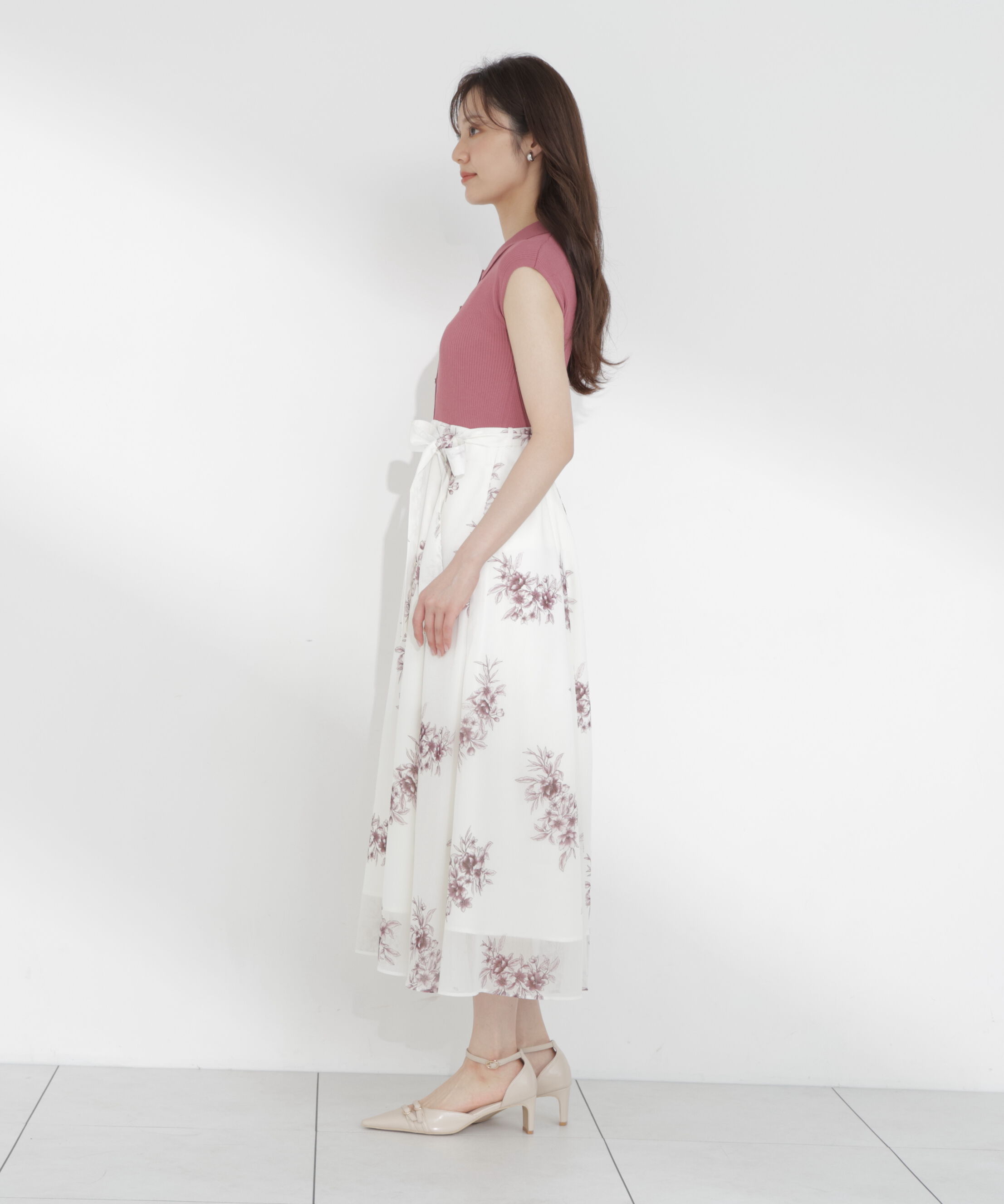 PROPORTION BODY DRESSING「衿付き柄ドッキングニットワンピース 26AW」|ワンピース|