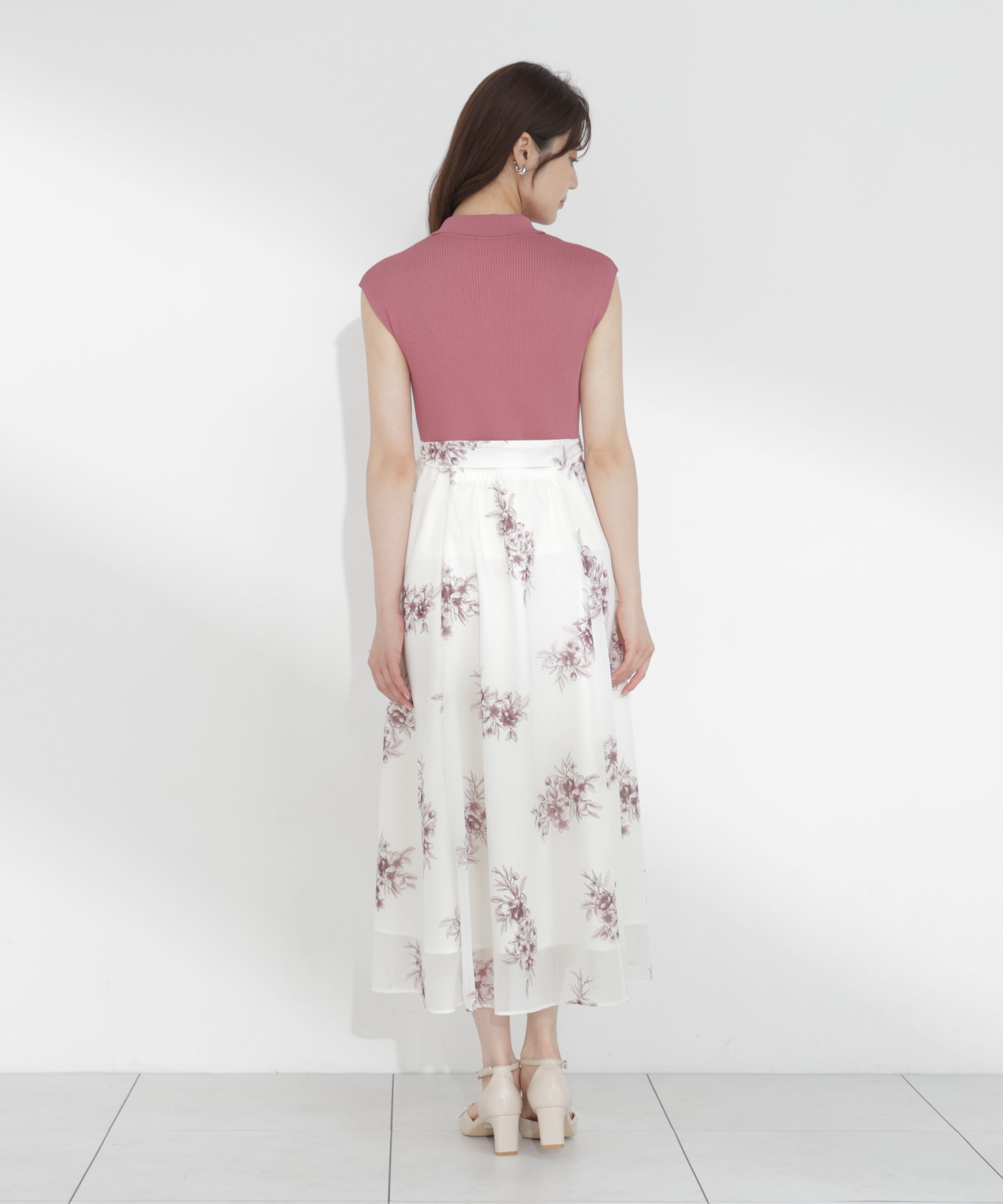 PROPORTION BODY DRESSING「衿付き柄ドッキングニットワンピース 26AW」|ワンピース|