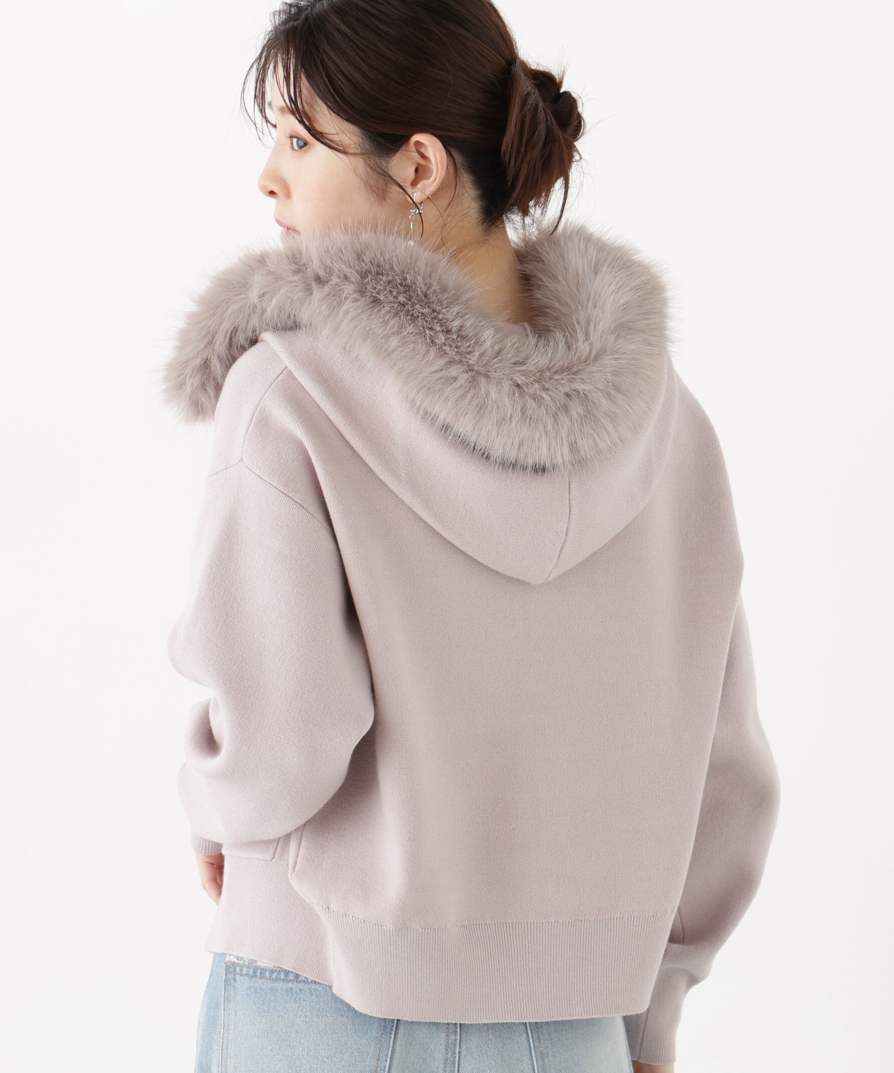 PROPORTION BODY DRESSING「フェイクファー付きニットパーカー 26AW」|ニット・セーター|