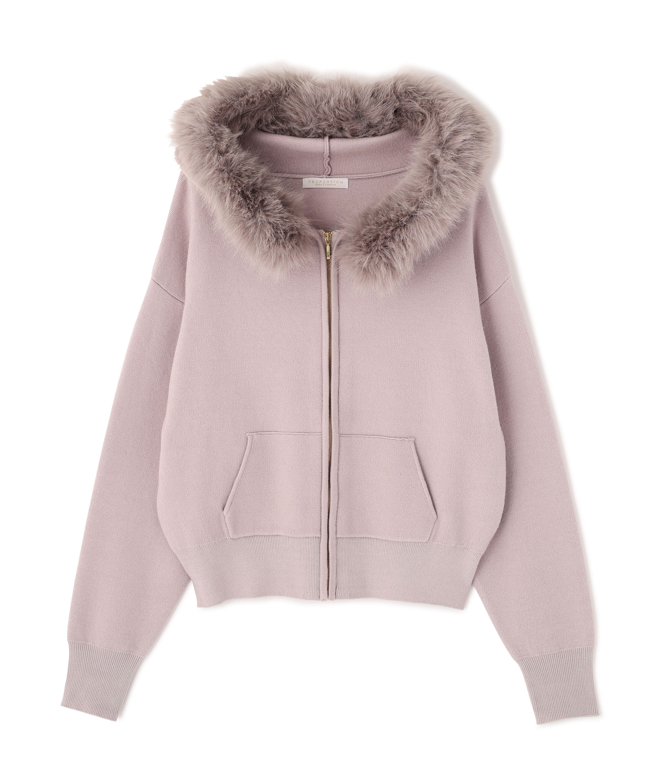 PROPORTION BODY DRESSING「フェイクファー付きニットパーカー 26AW」|ニット・セーター|