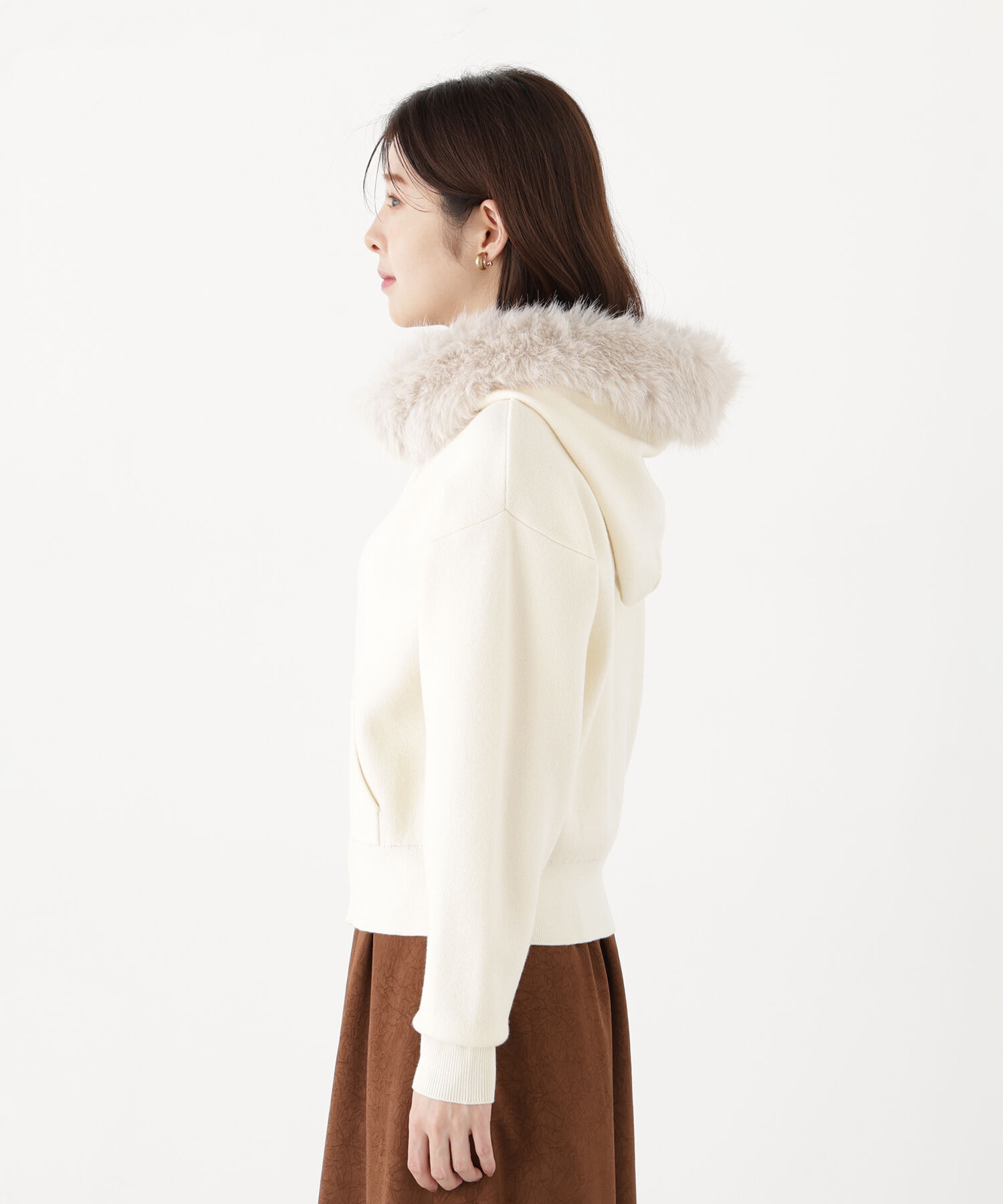 PROPORTION BODY DRESSING「フェイクファー付きニットパーカー 26AW」|ニット・セーター|