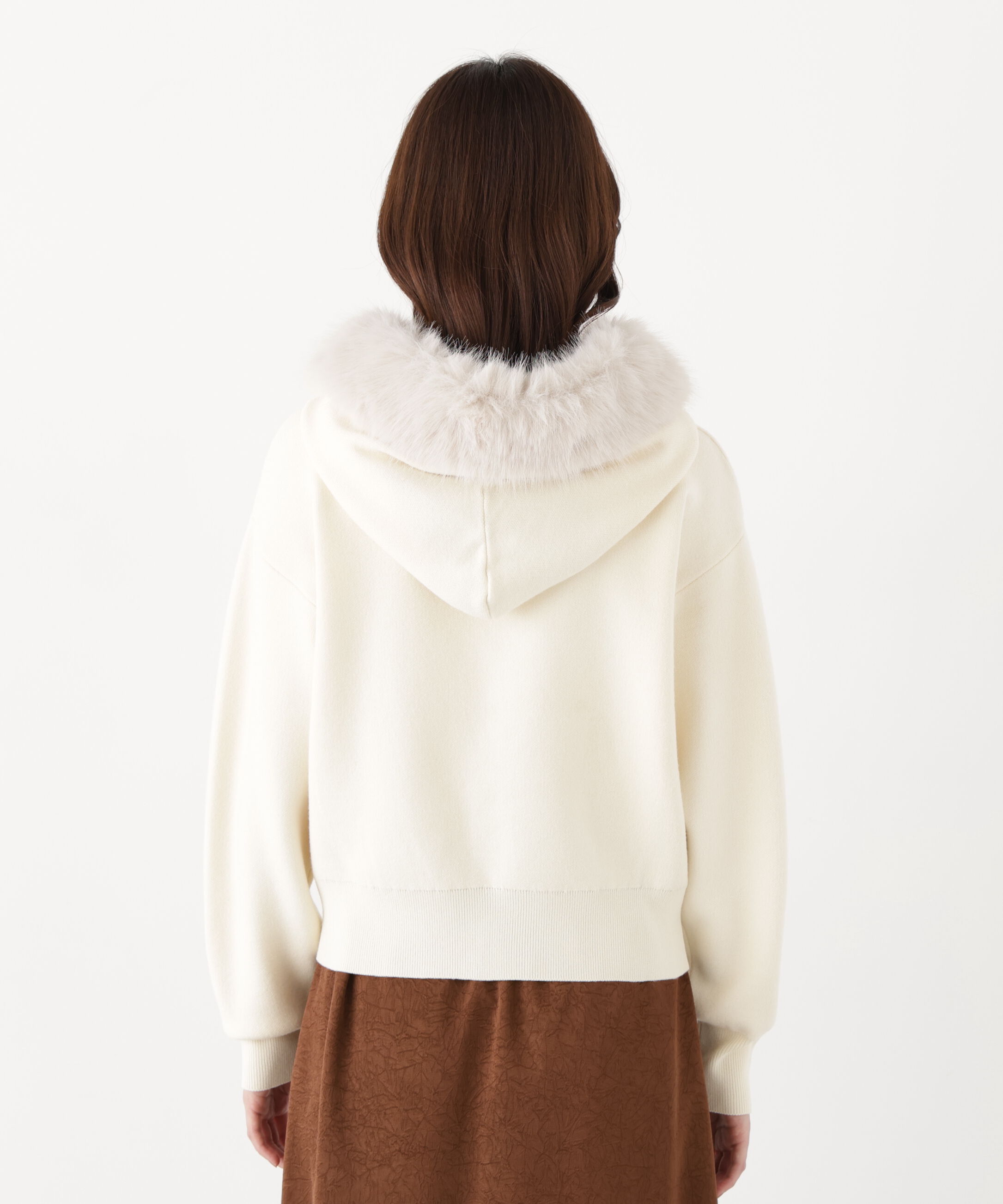 PROPORTION BODY DRESSING「フェイクファー付きニットパーカー 26AW」|ニット・セーター|