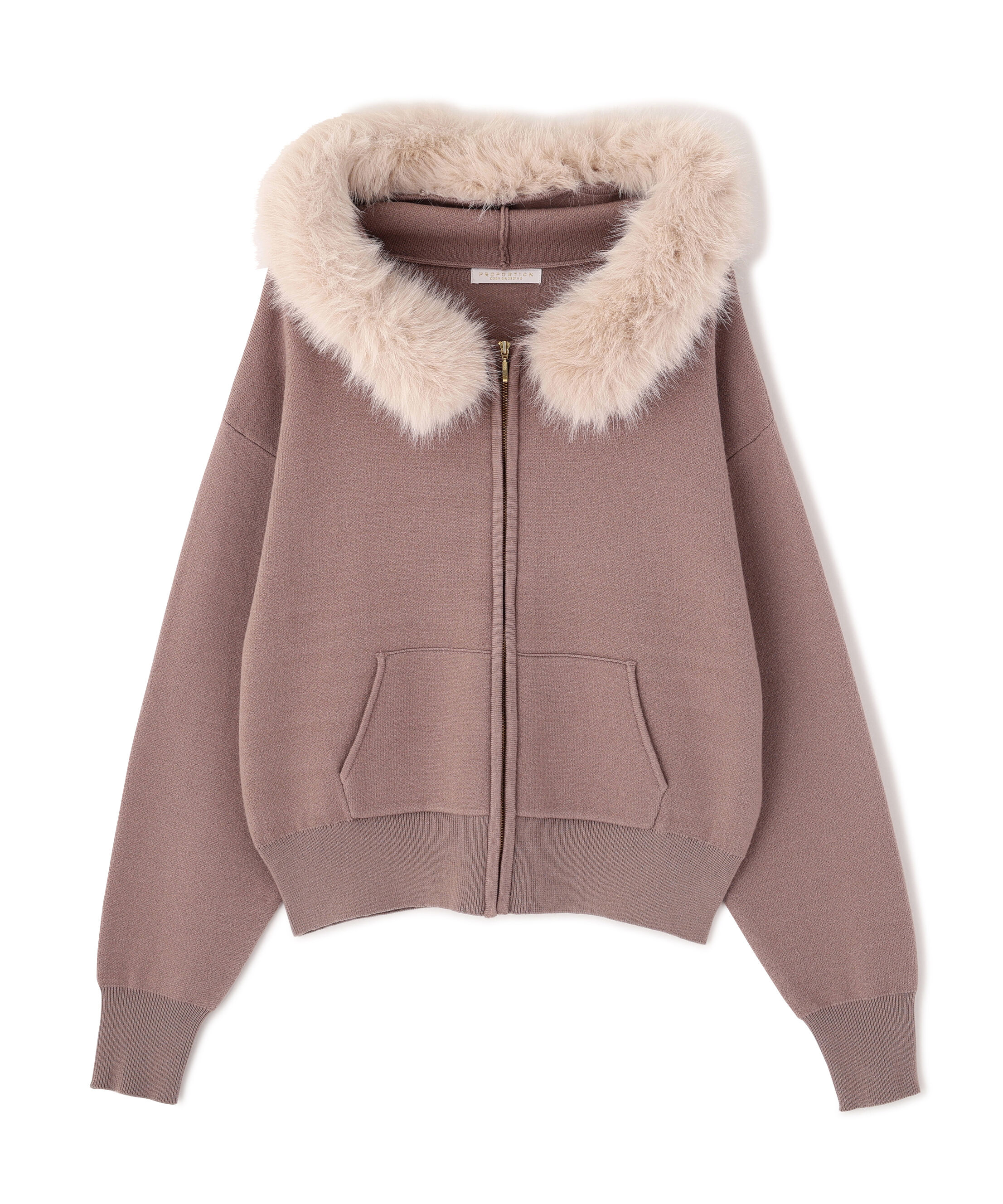PROPORTION BODY DRESSING「フェイクファー付きニットパーカー 26AW」|ニット・セーター|