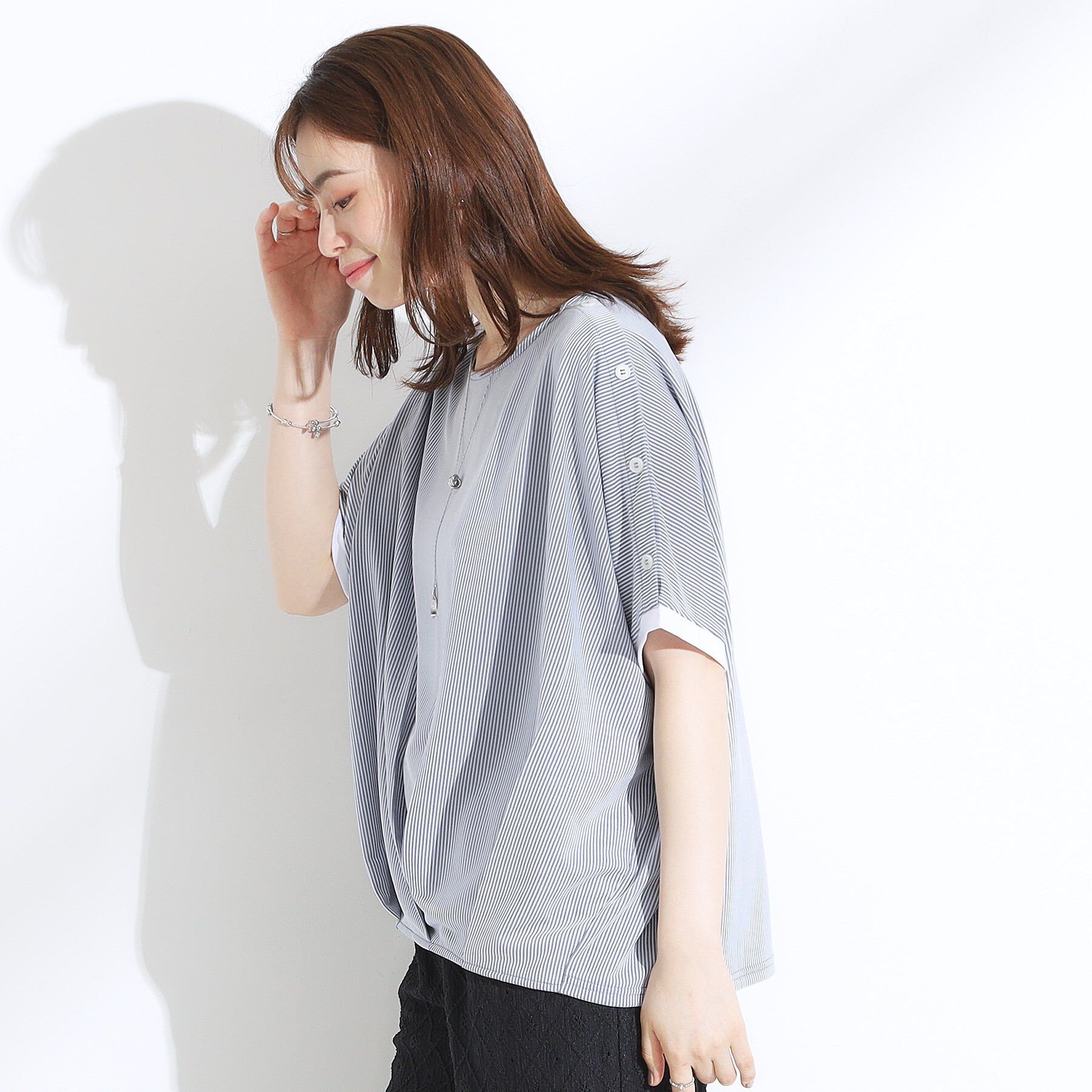 SHOO･LA･RUE「【ひんやり/UV】高気温でも快適に インせず決まるドルマントップス」|Tシャツ・カットソー|