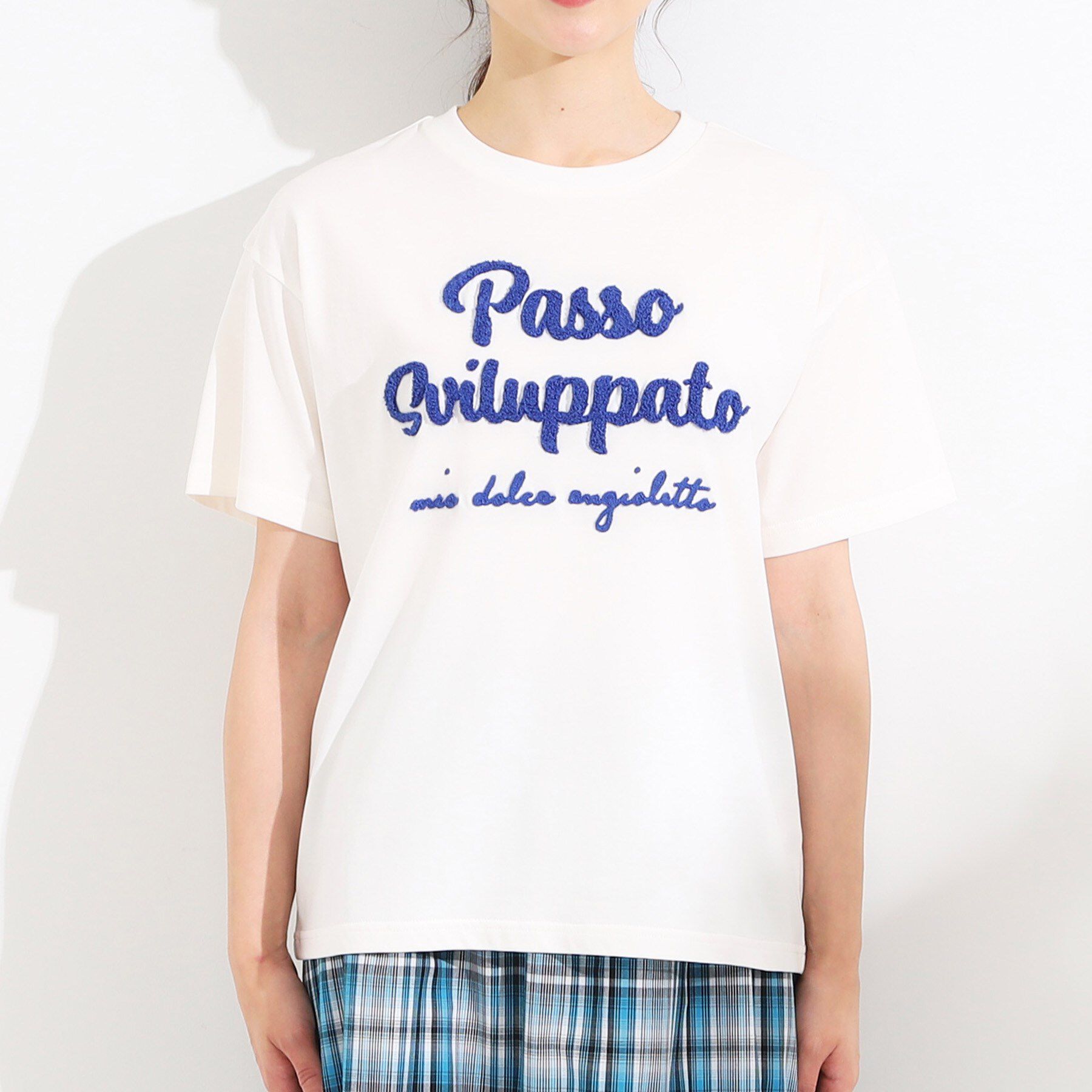 SHOO･LA･RUE「【ひんやり/S-LL】サガラ刺繍ロゴTシャツ」|Tシャツ・カットソー|