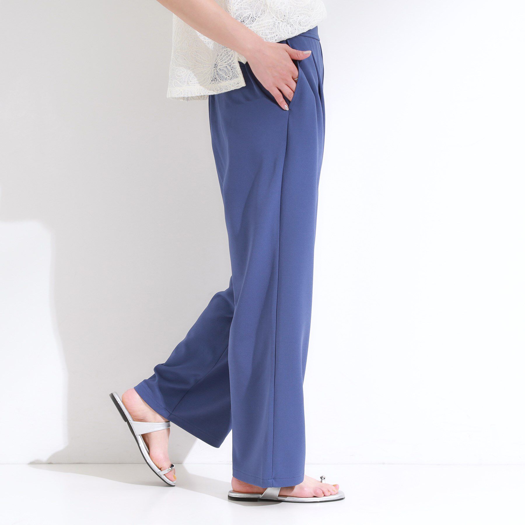 SHOO･LA･RUE「【S-LL/ストレッチ】脚のラインを拾いにくい スマートワイドパンツ」|その他|