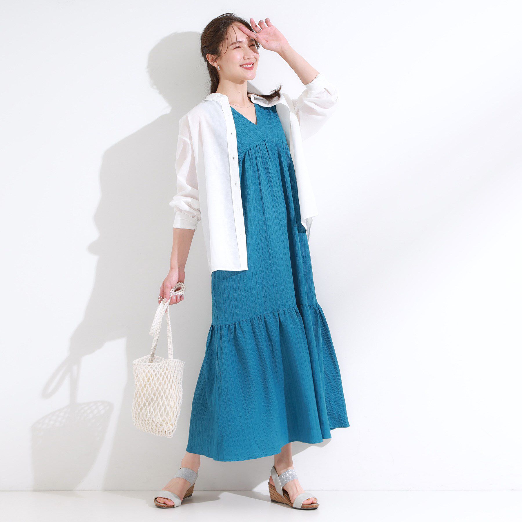 SHOO･LA･RUE「【S-LL】後ろ姿も抜かりなく 1枚でサマ見え ティアードワンピース」|ワンピース|