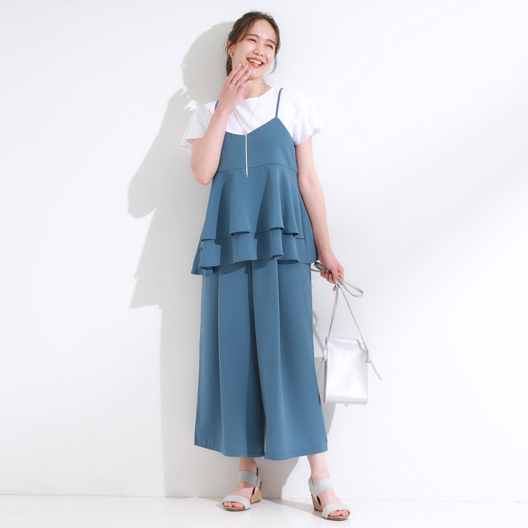 SHOO･LA･RUE「【S-LL/セットアップ可/ひんやり】女性らしさ溢れる ティアードキャミソール」|キャミソール|