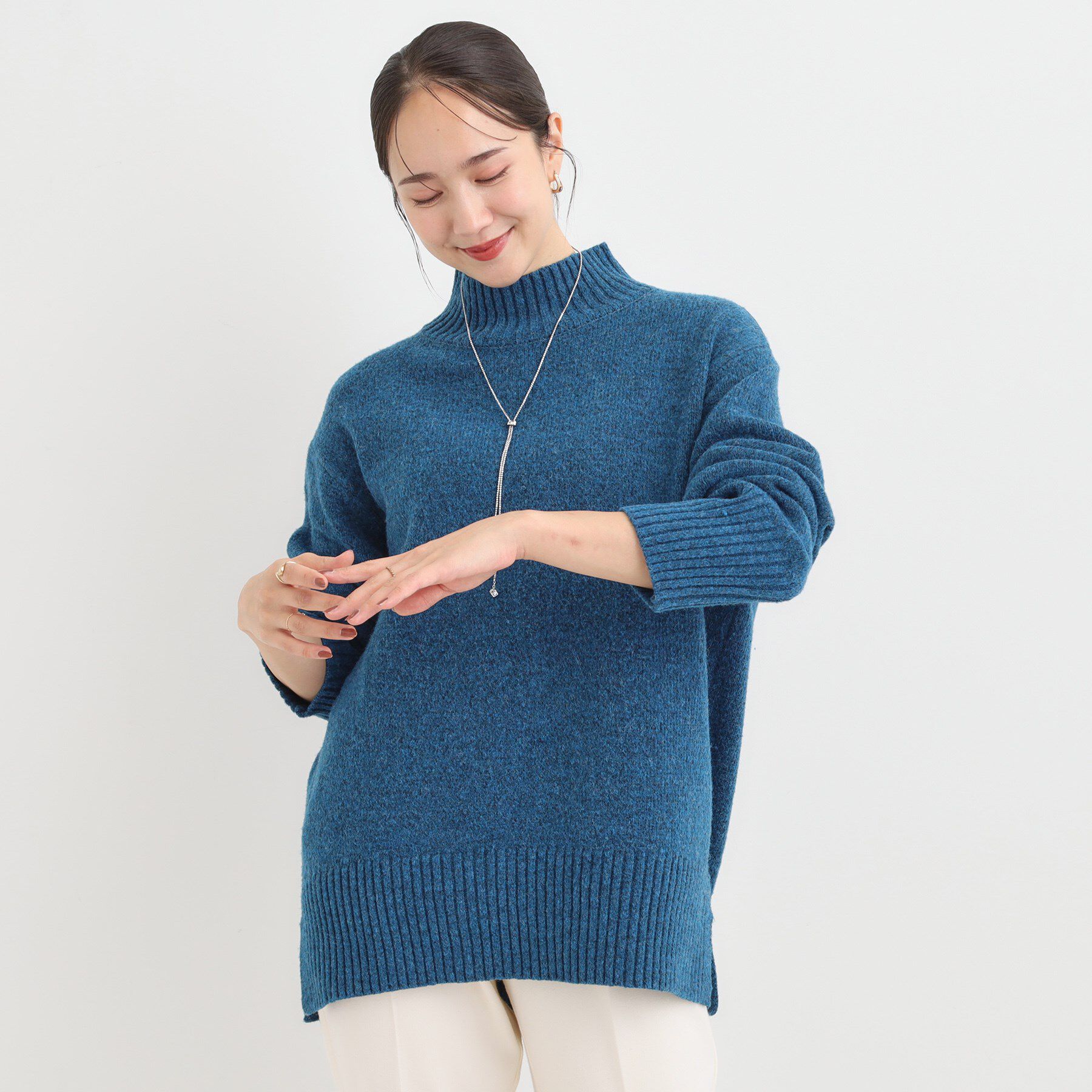 SHOO･LA･RUE「【S-LL】ゆるシルエットな メランジタートルニット」|ニット・セーター|