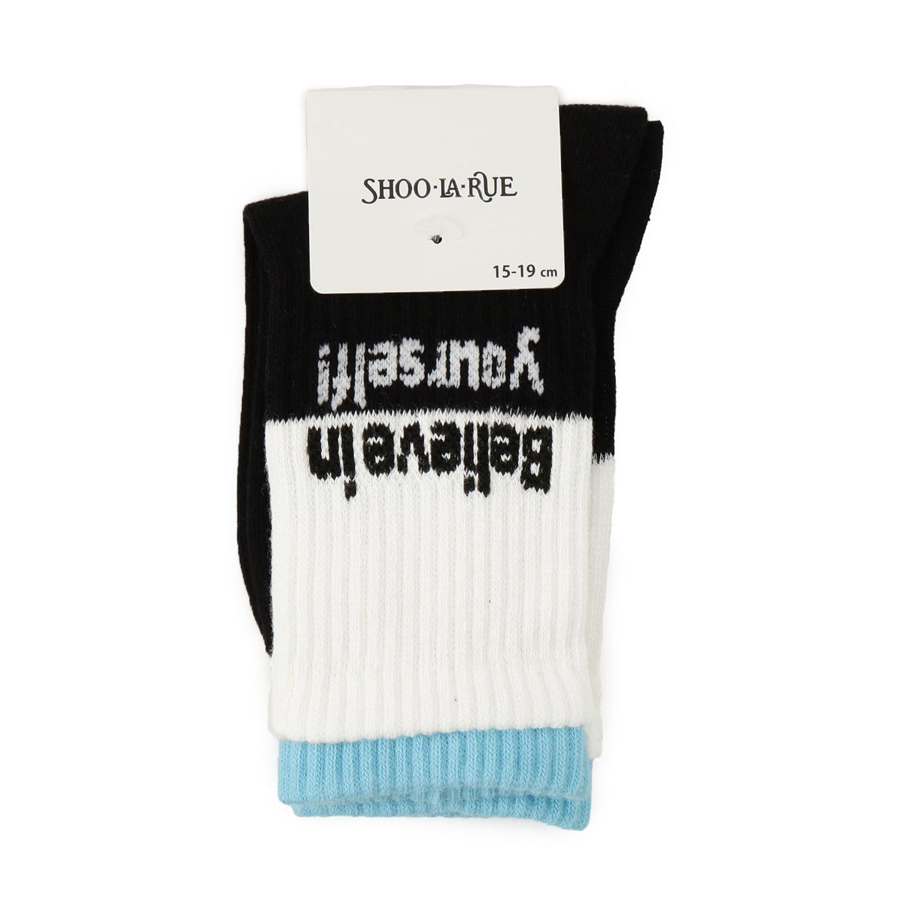 SHOO･LA･RUE「二重履き口クルー丈ソックス」|ソックス|ブラック(519)