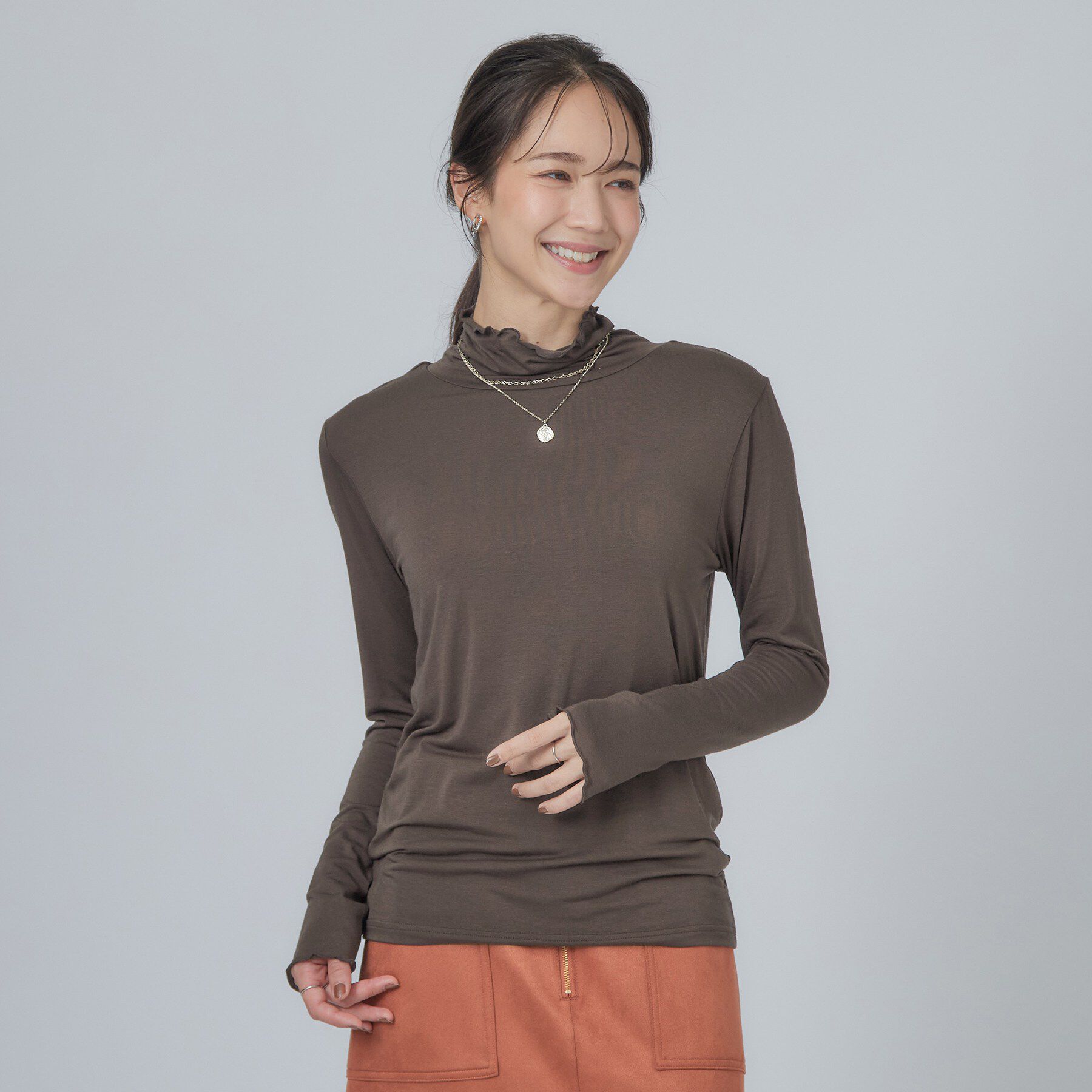 SHOO･LA･RUE「カシミアタッチ吸湿発熱ハイネックインナー」|Tシャツ・カットソー|