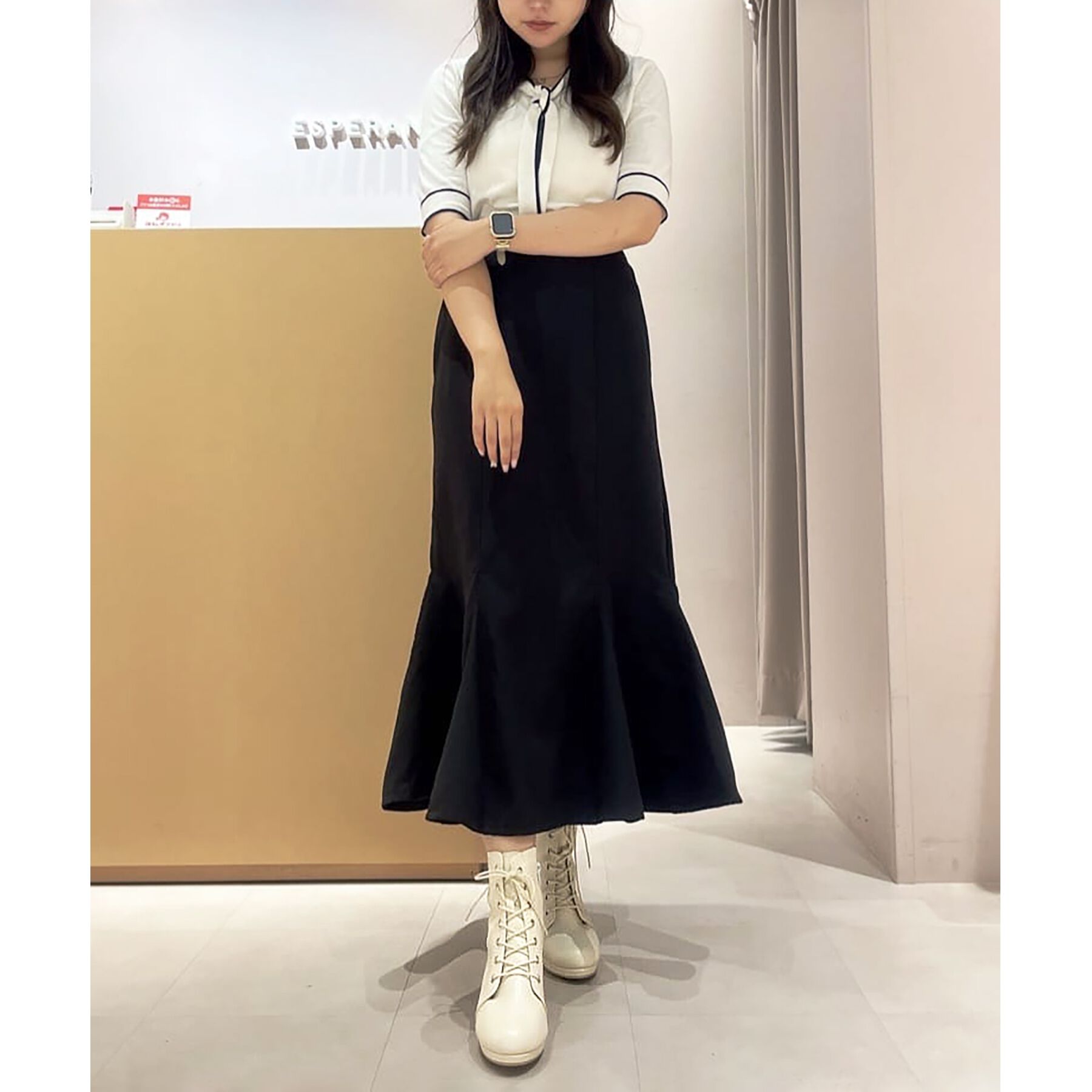 ESPERANZA「アーモンドトゥレースアップ厚底ショートブーツ」|ショートブーツ|