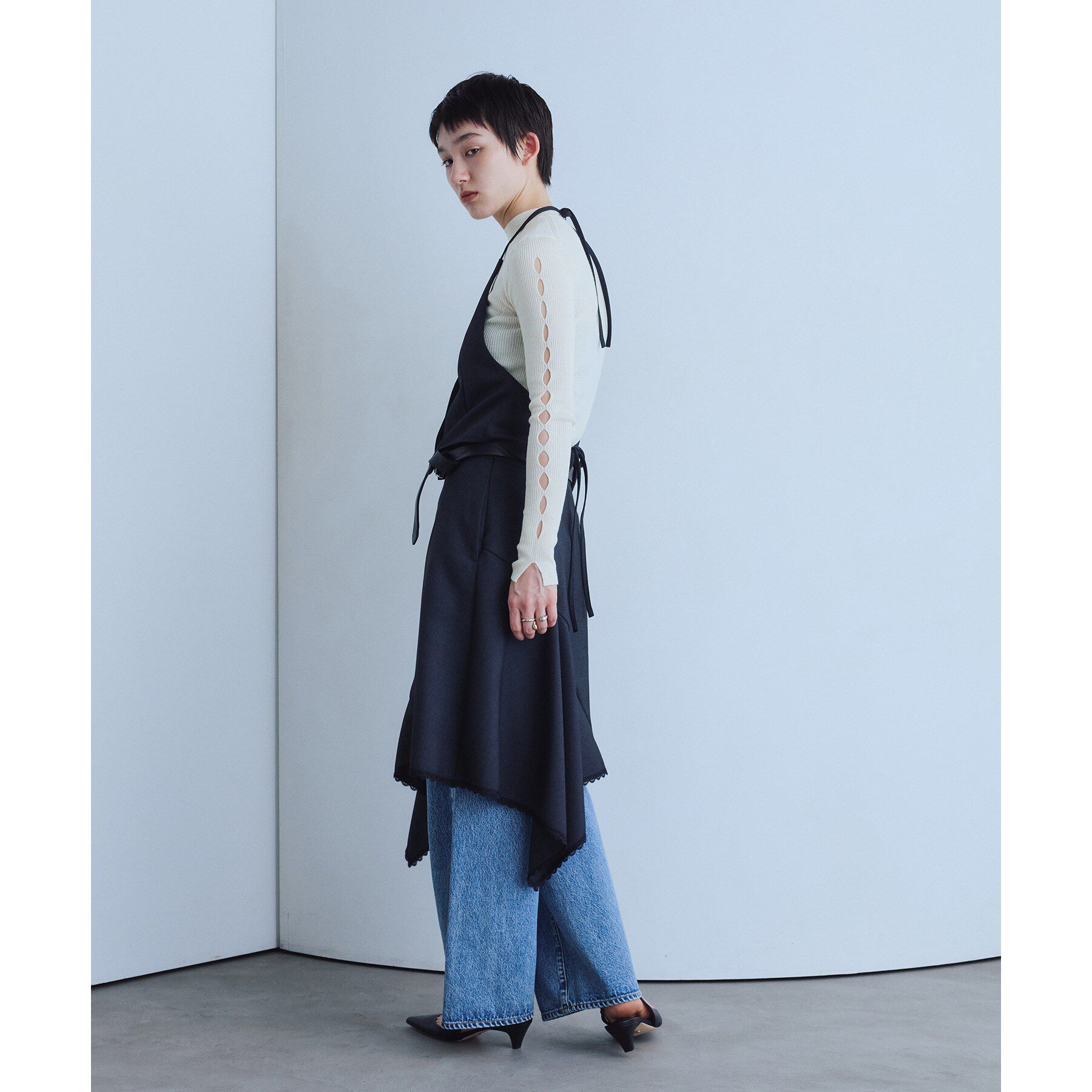 CODE A「cut－out sleeve knit top」|ニット・セーター|