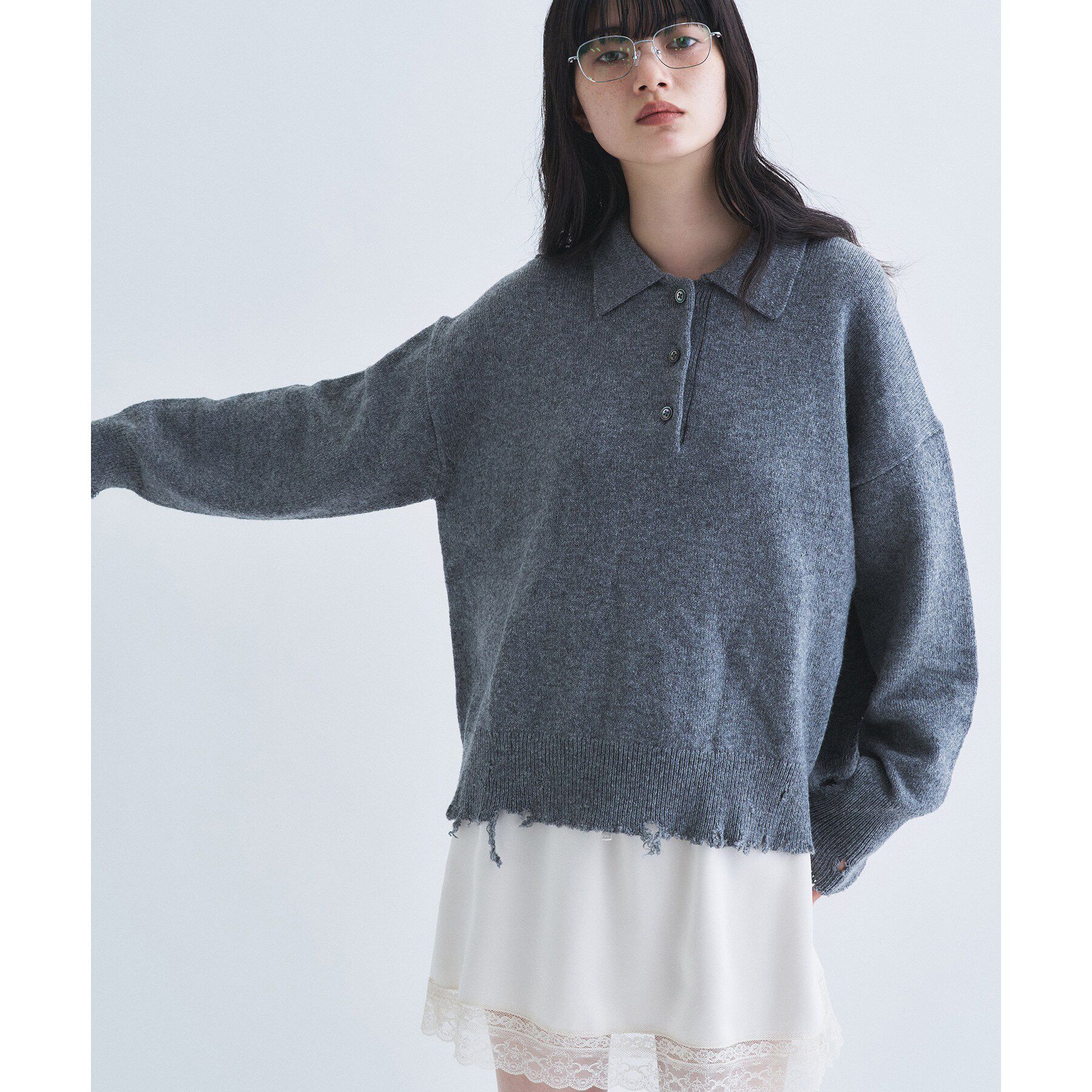 CODE A「IRONING｜plain pullover polo」|ニット・セーター|