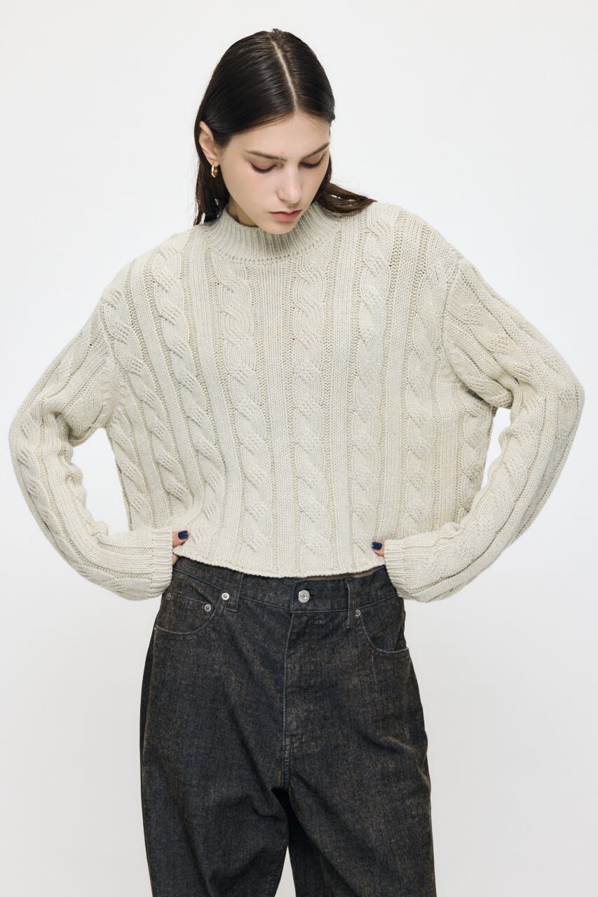 MOUSSY「BACK OPEN CABLE ニットプルオーバー」|ニット・セーター|