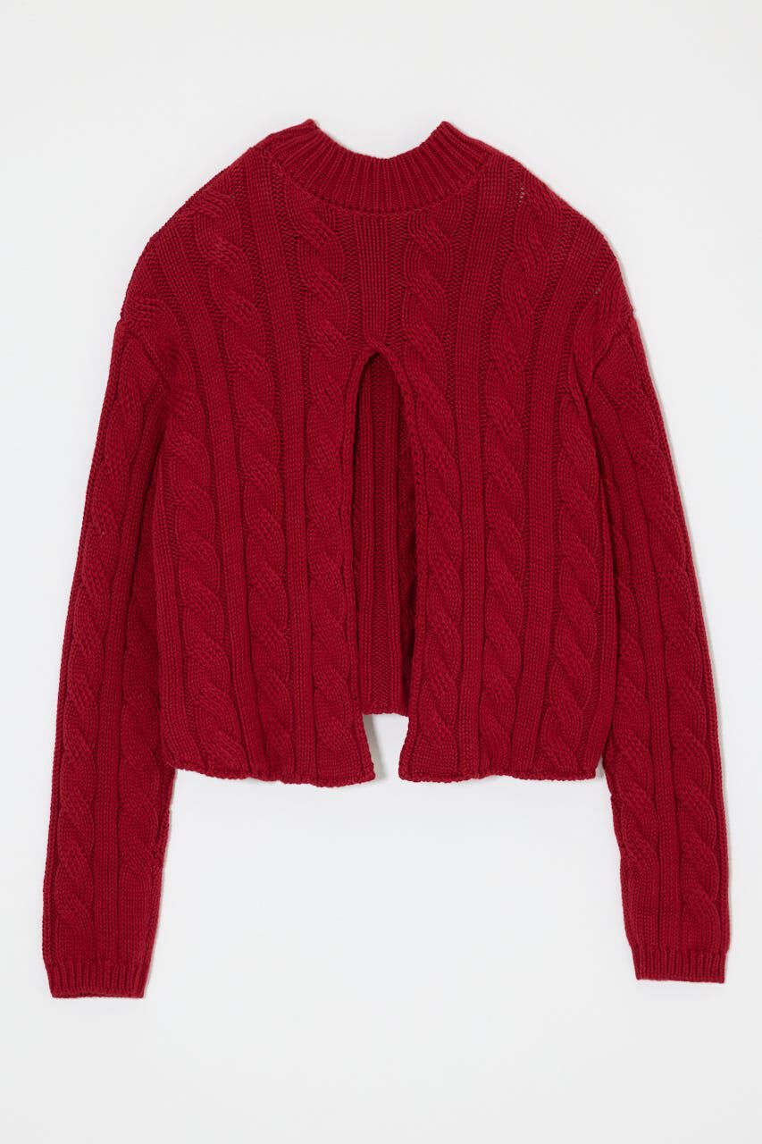 MOUSSY「BACK OPEN CABLE ニットプルオーバー」|ニット・セーター|
