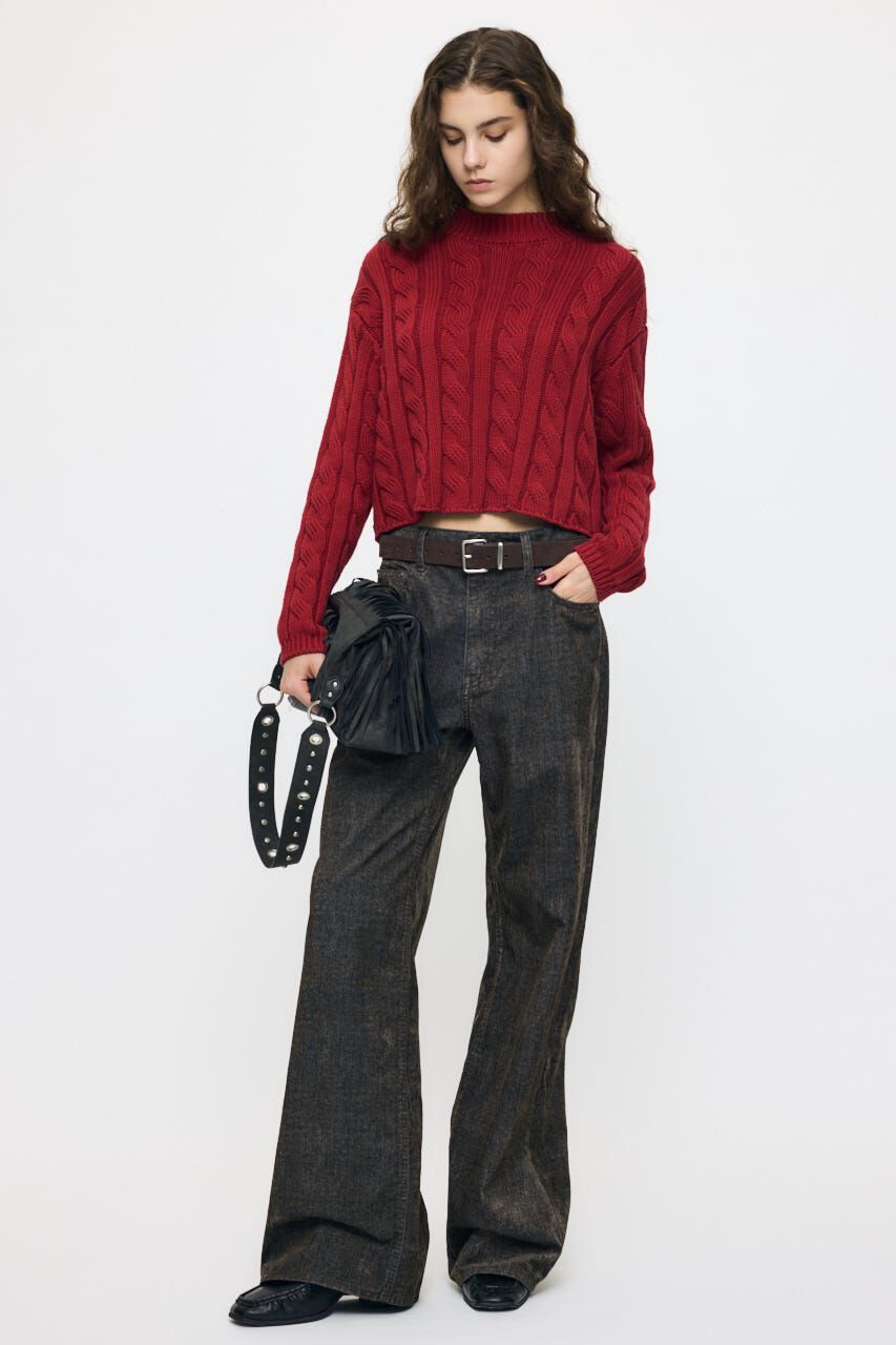 MOUSSY「BACK OPEN CABLE ニットプルオーバー」|ニット・セーター|